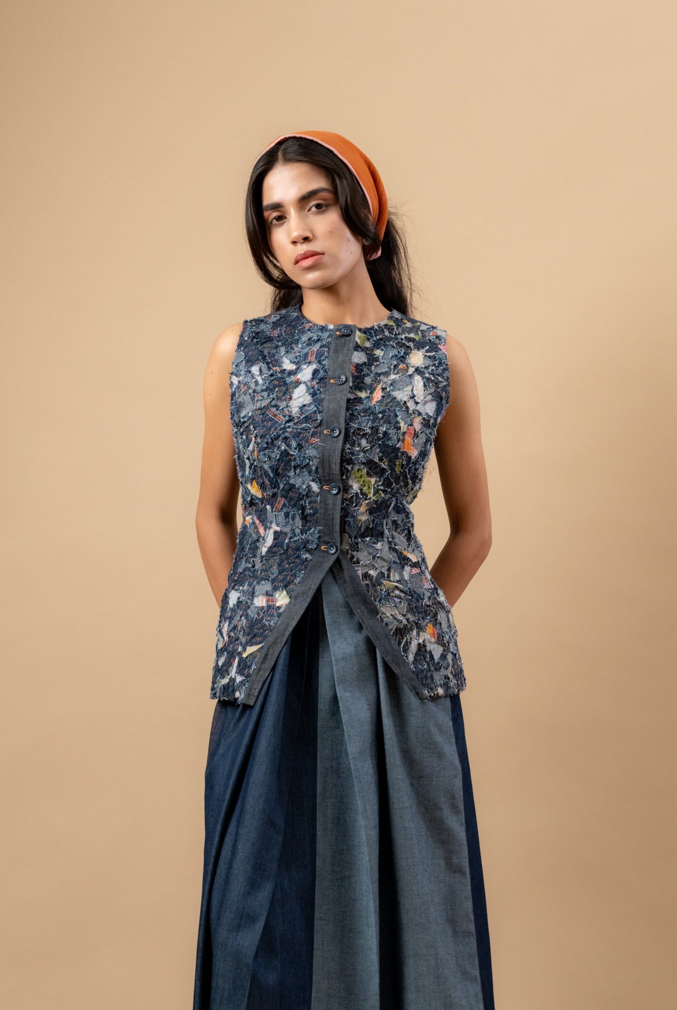 Ida Upcycled Denim Waistcoat - CiceroniWaistcoatDoodlage
