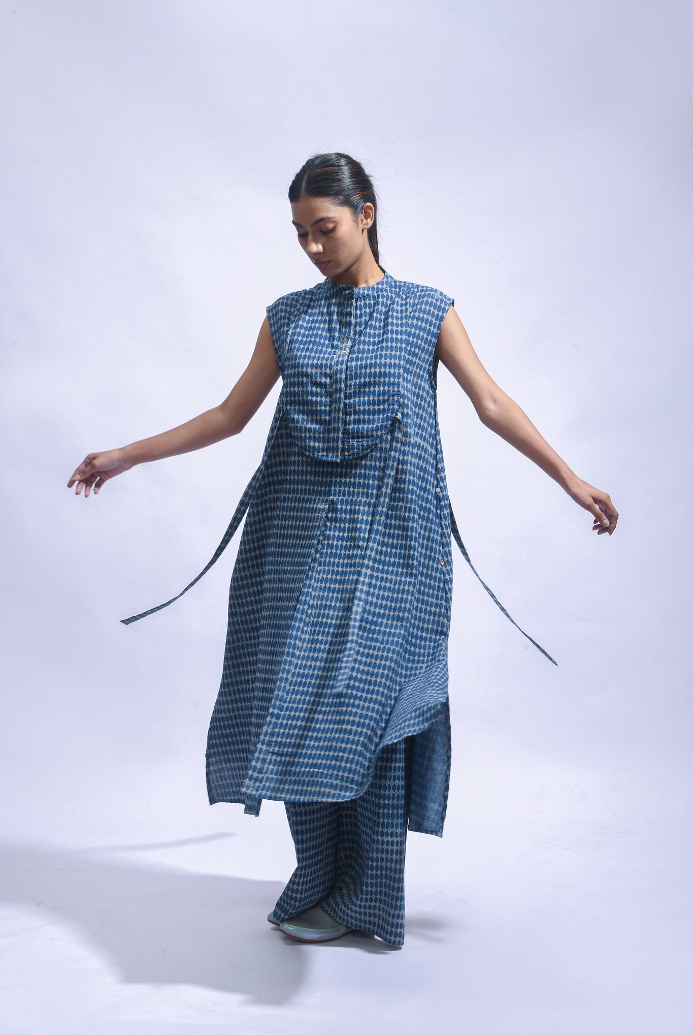 Indigo Chambray Block Print Set - CiceroniKurta Set, Everyday WearJayati Goenka