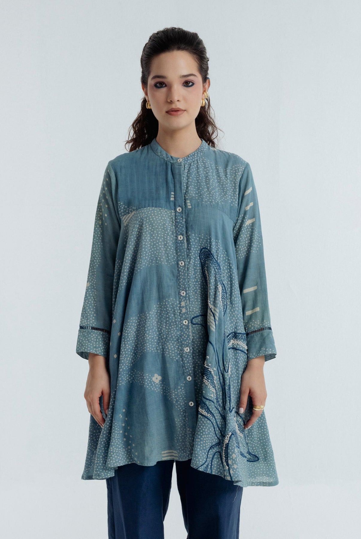 Indigo Flare Shirt - CiceroniWomen ShirtsRias Jaipur