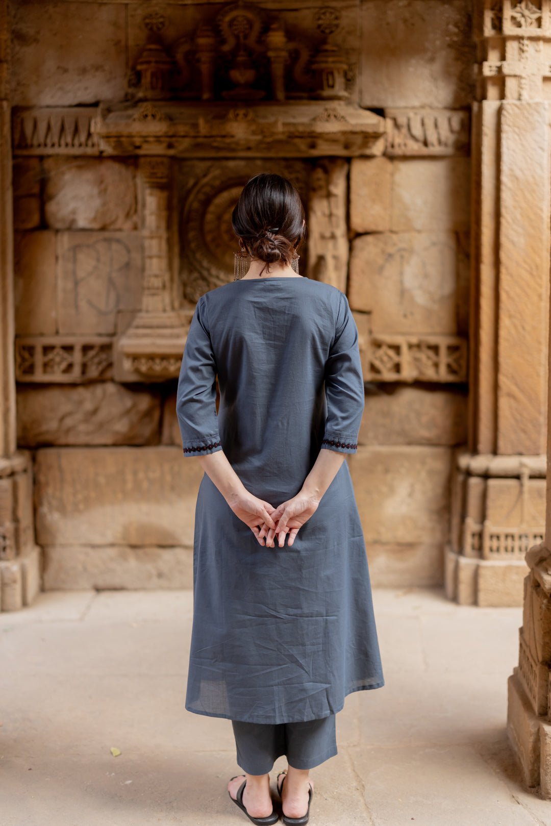 Indigo Sand Kurta Set with Ajrakh Dupatta - CiceroniKurta Set, Everyday WearMaidaan