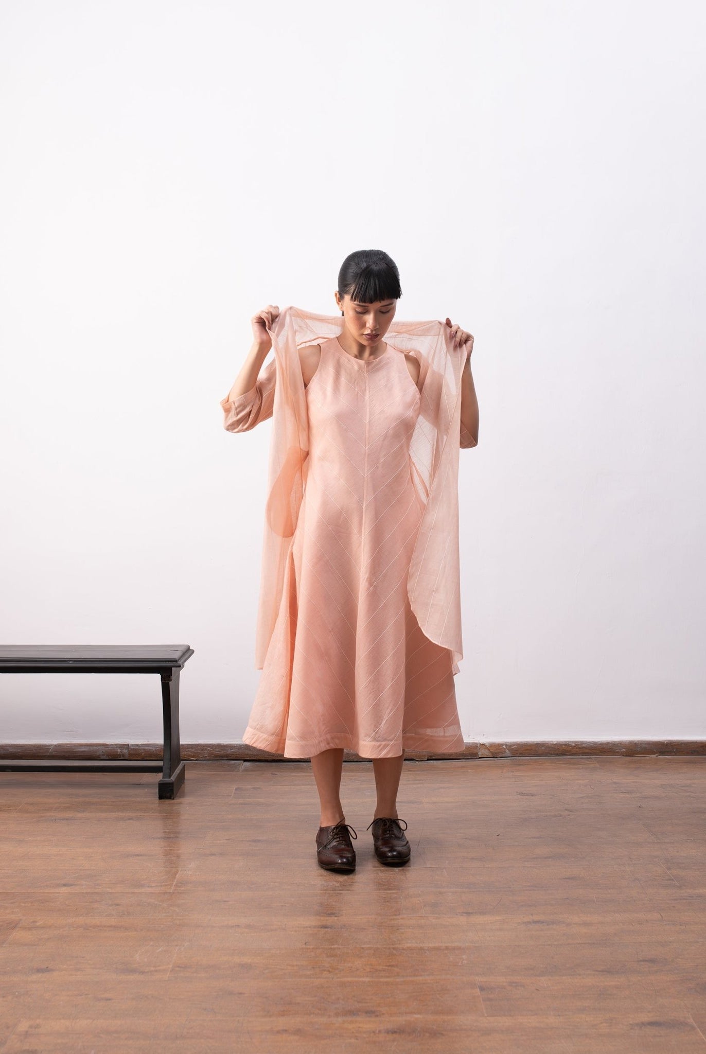 Ingrid Layered Dress - Peach - CiceroniDressesHiranya