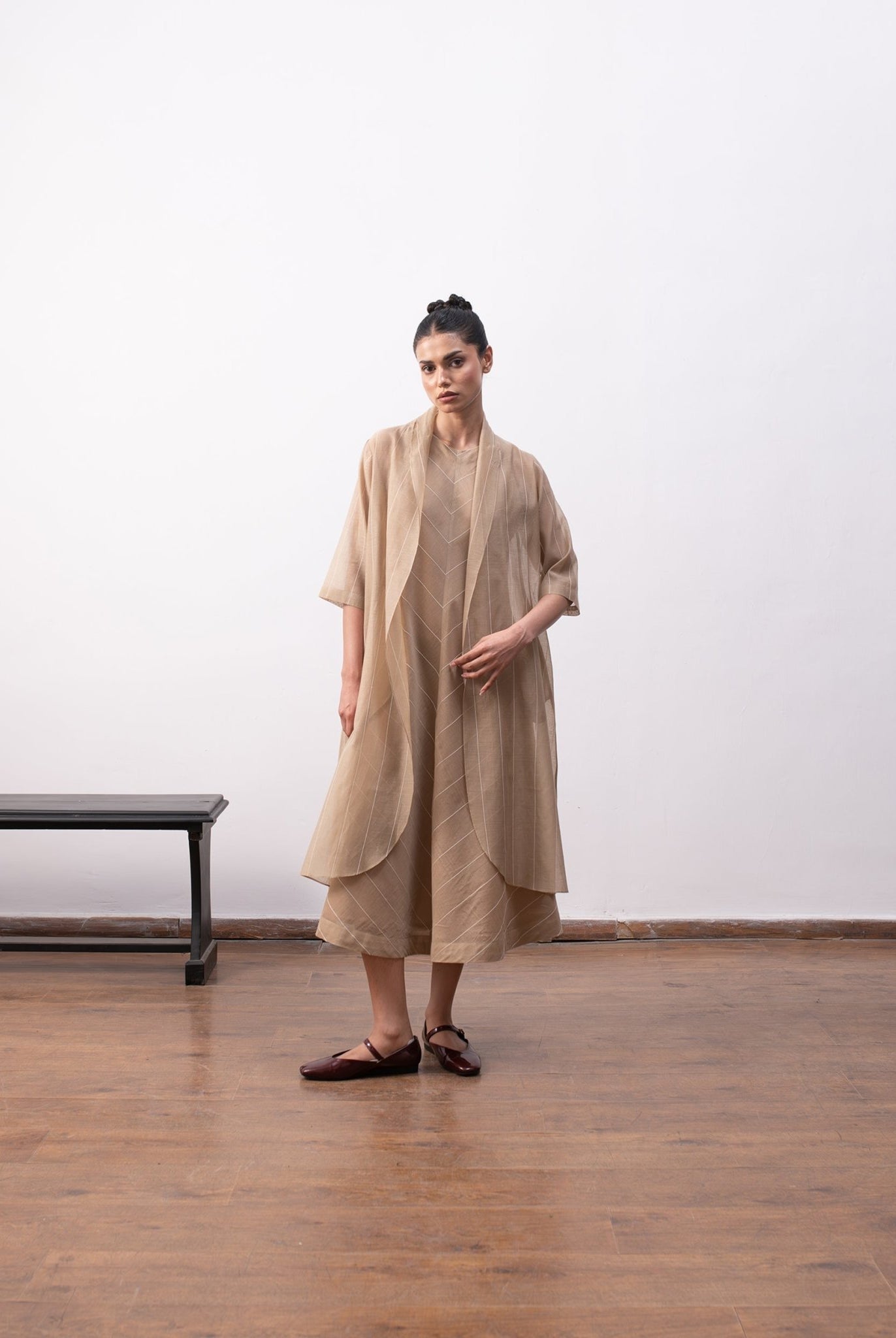 Ingrid Layered Dress - Warm Beige - CiceroniDressesHiranya