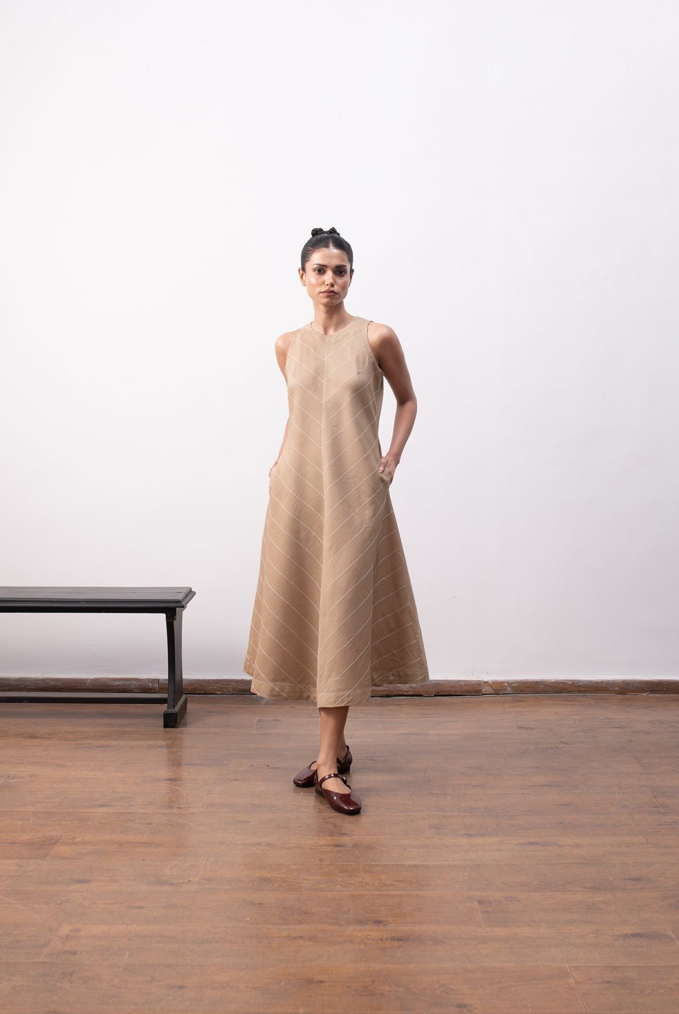 Ingrid Layered Dress - Warm Beige - CiceroniDressesHiranya
