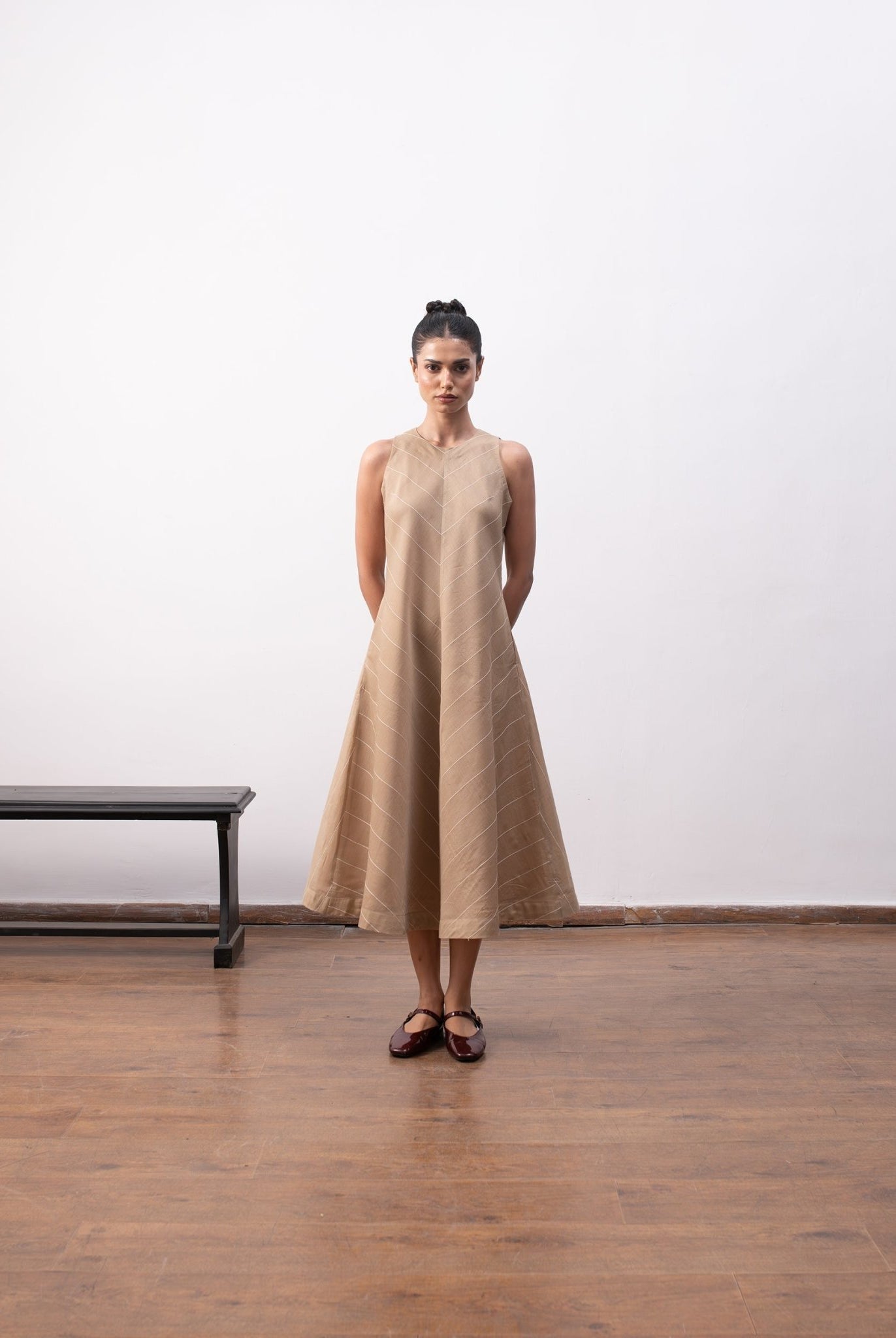 Ingrid Layered Dress - Warm Beige - CiceroniDressesHiranya