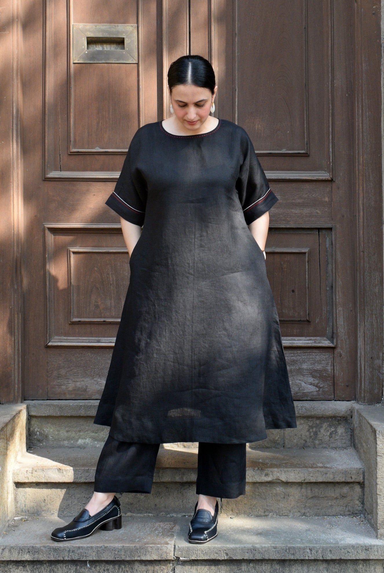 Ink Black Linen Co - ord Set - CiceroniKurta Set, Everyday WearHouse of Moxa