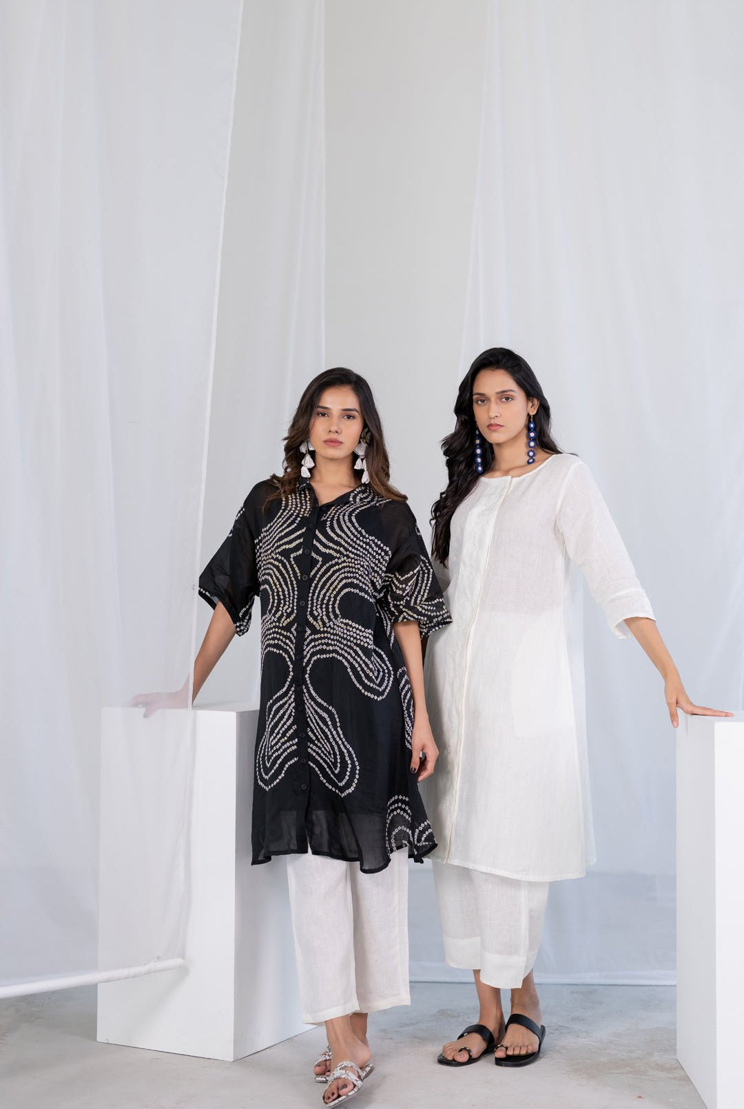 Ink Black Waves Tunic Set - CiceroniKurta Set, Everyday WearSilai Studio