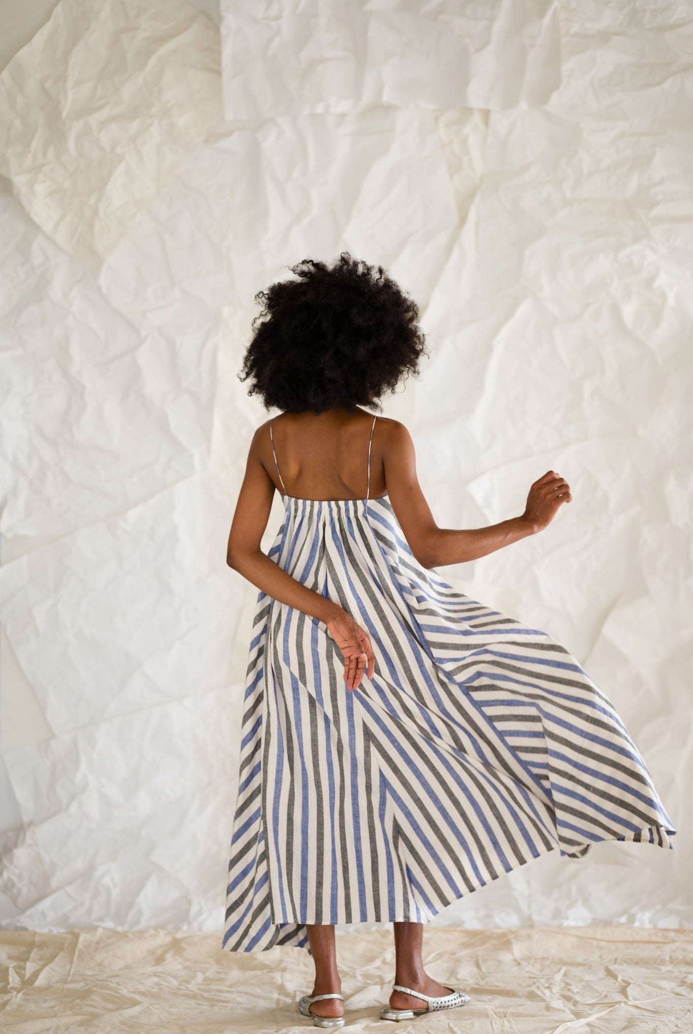 Ira Dress - Blue Stripes - CiceroniDressesAraayeh