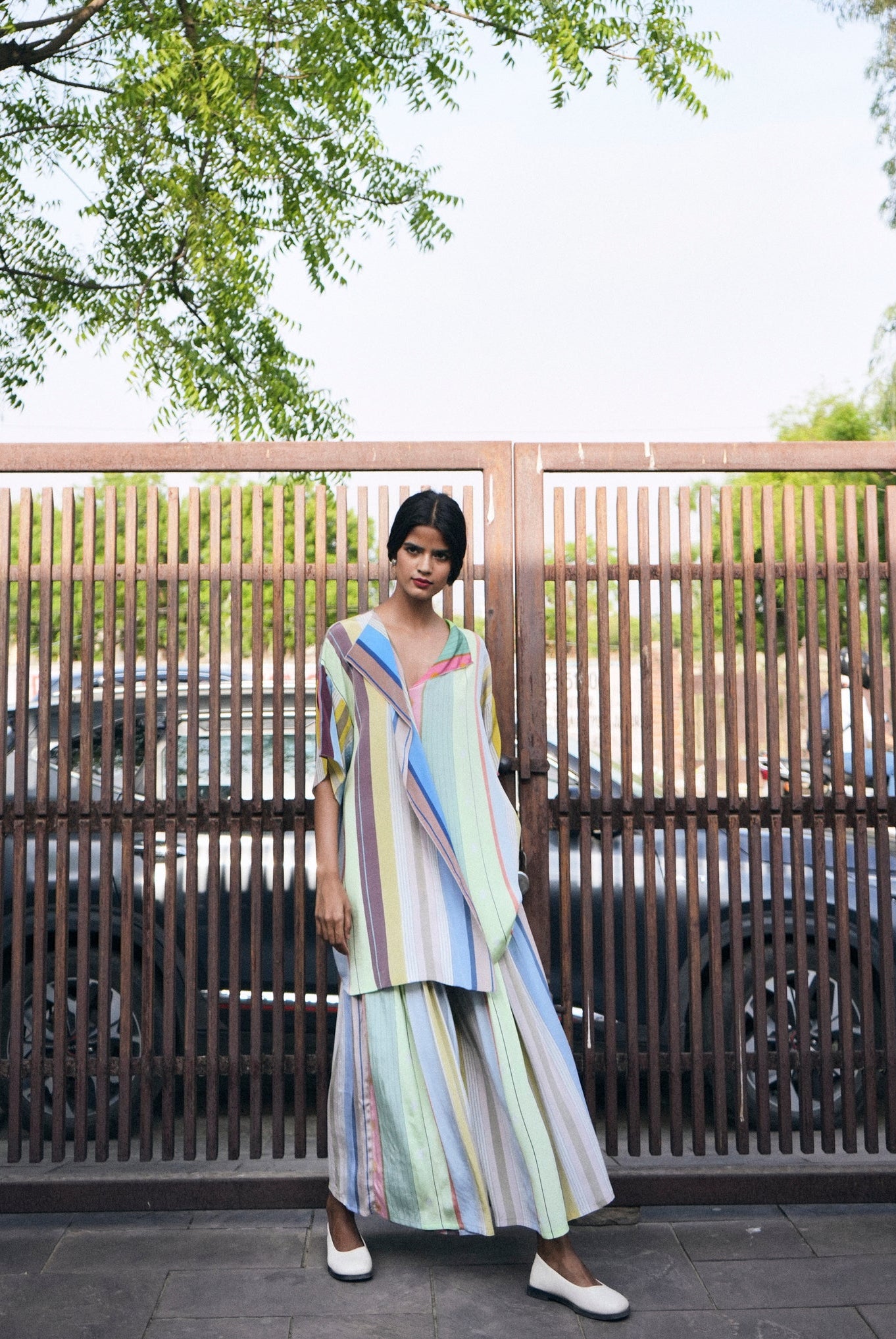 Irina Co - ord Set In Pastel Tamil Stripes Print - CiceroniCo - ord SetNIKYTA