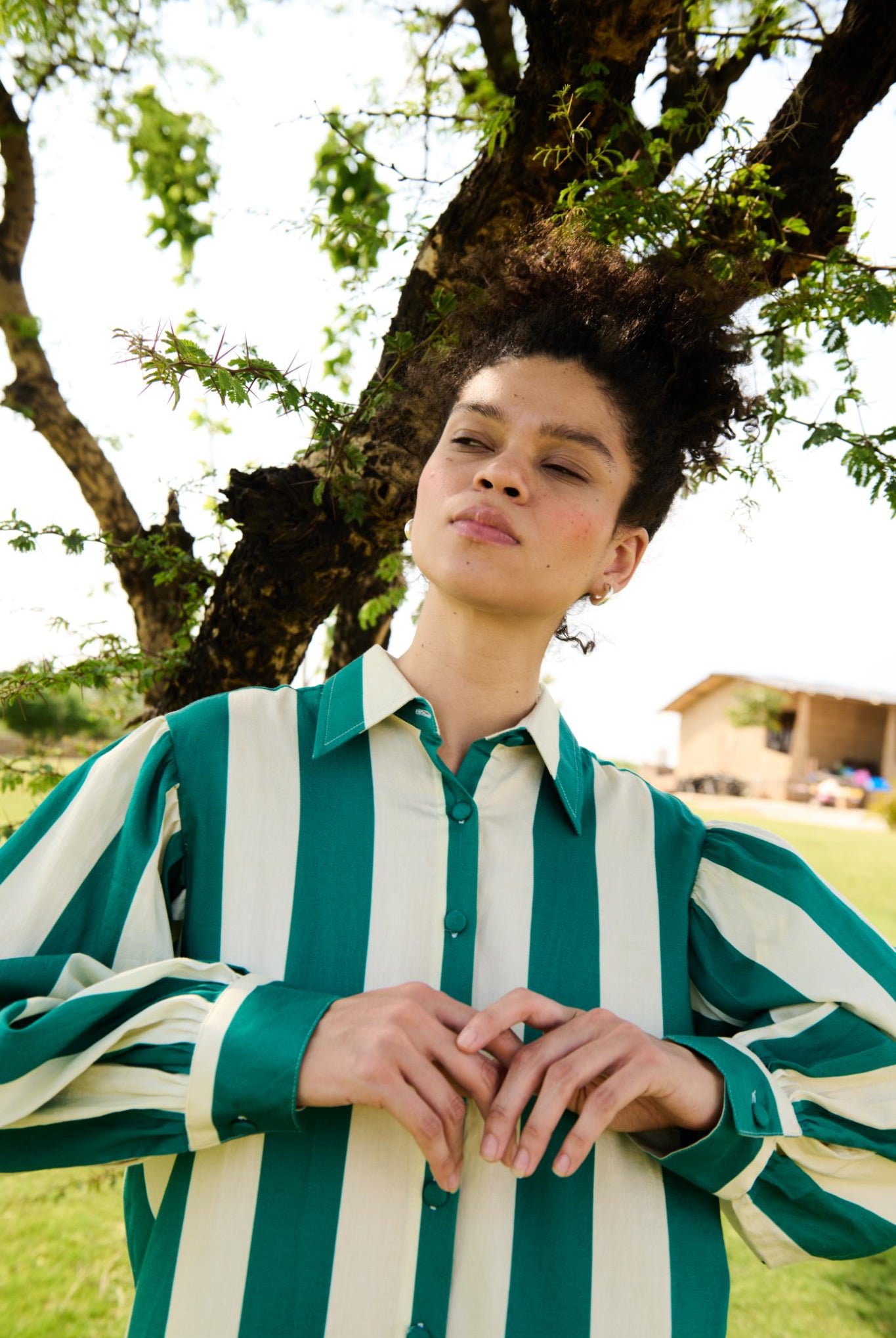 Iris Co-ord Set -Green Stripes - CiceroniKurta SetRAAS Life