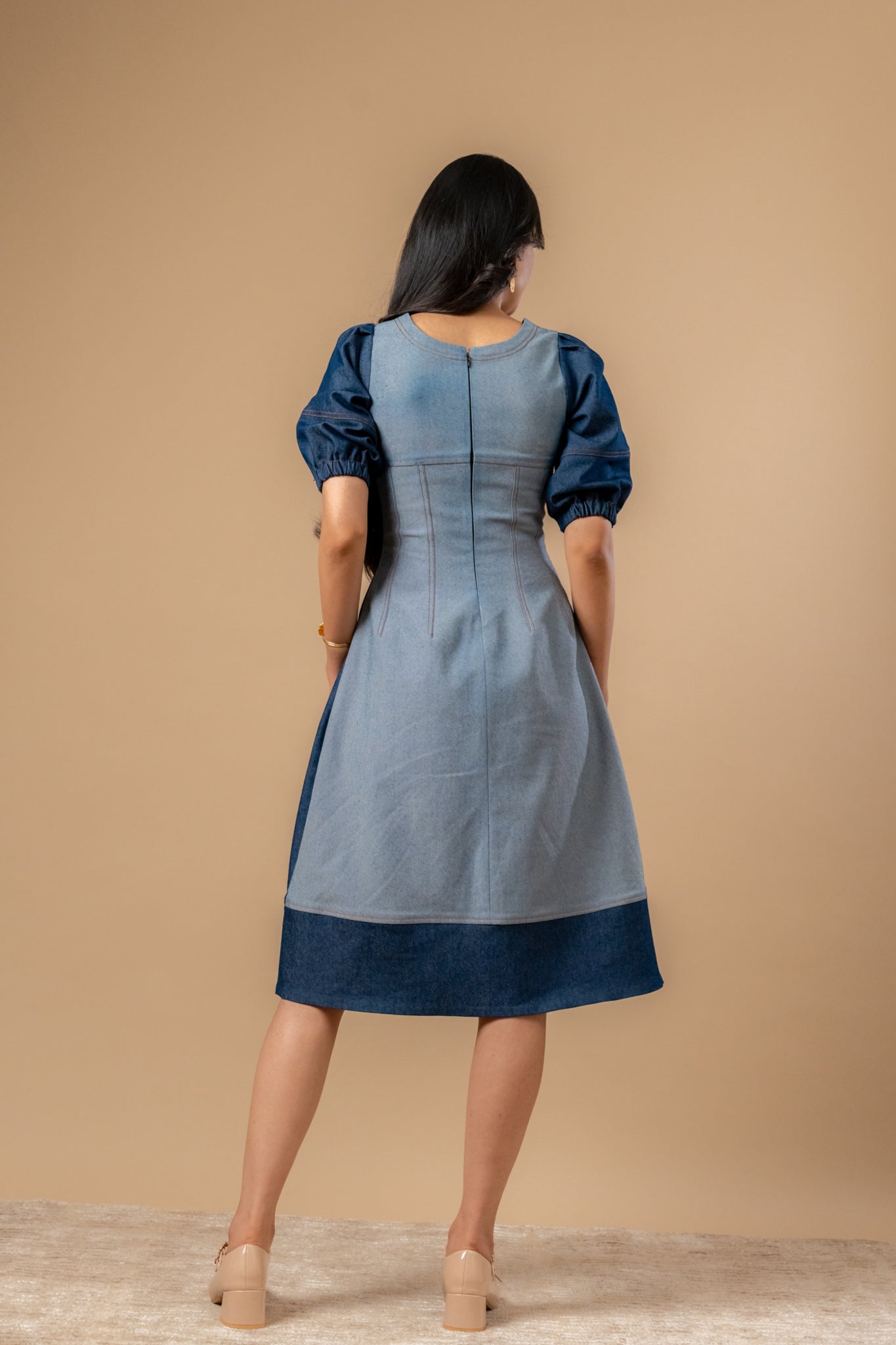 Isabelle Upcycled Denim Dress - CiceroniDressesDoodlage