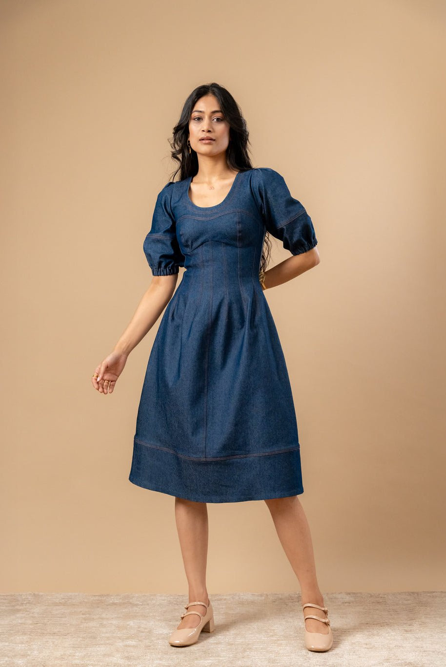 Isabelle Upcycled Denim Dress - CiceroniDressesDoodlage