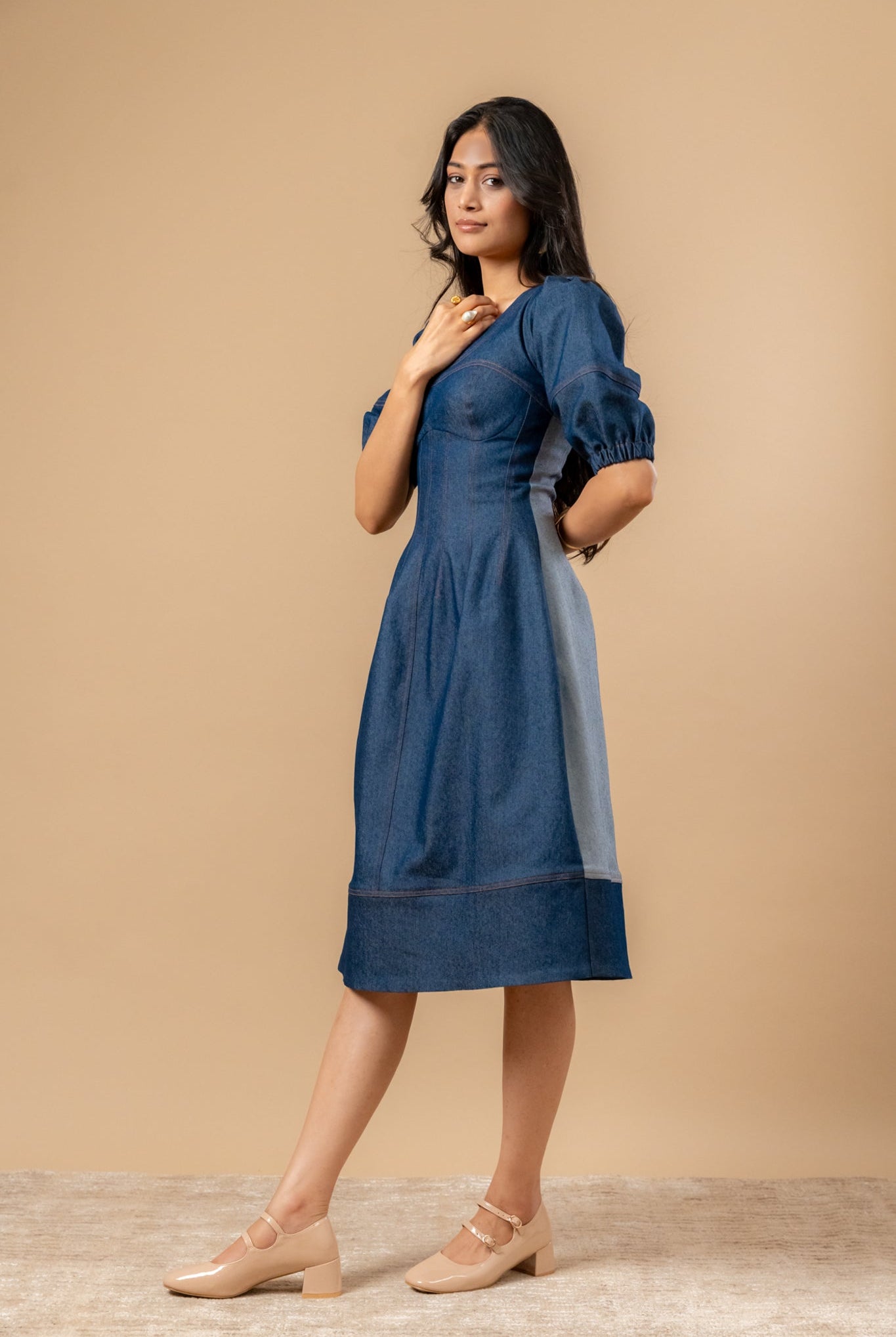 Isabelle Upcycled Denim Dress - CiceroniDressesDoodlage