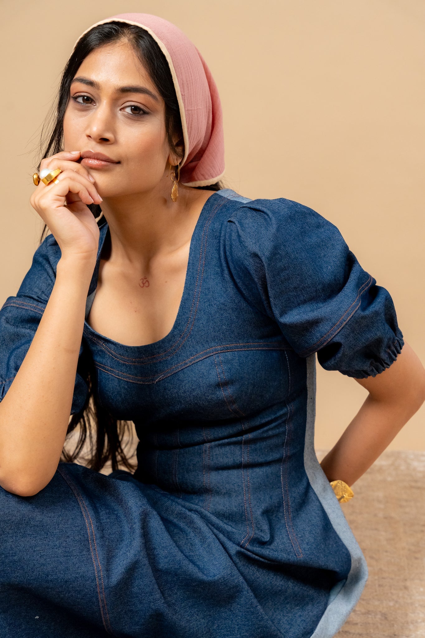 Isabelle Upcycled Denim Dress - CiceroniDressesDoodlage