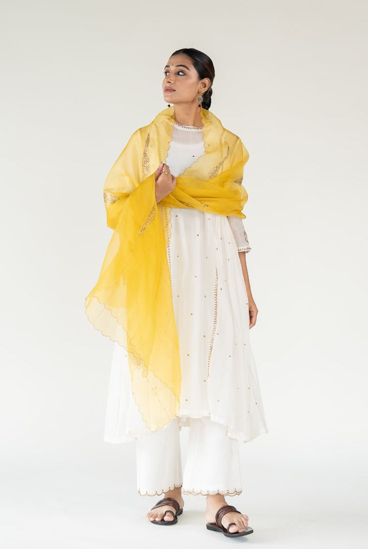 Ivory Baadal Kurta Set with Shama Odhani - CiceroniKurta Set, Festive WearNirjara