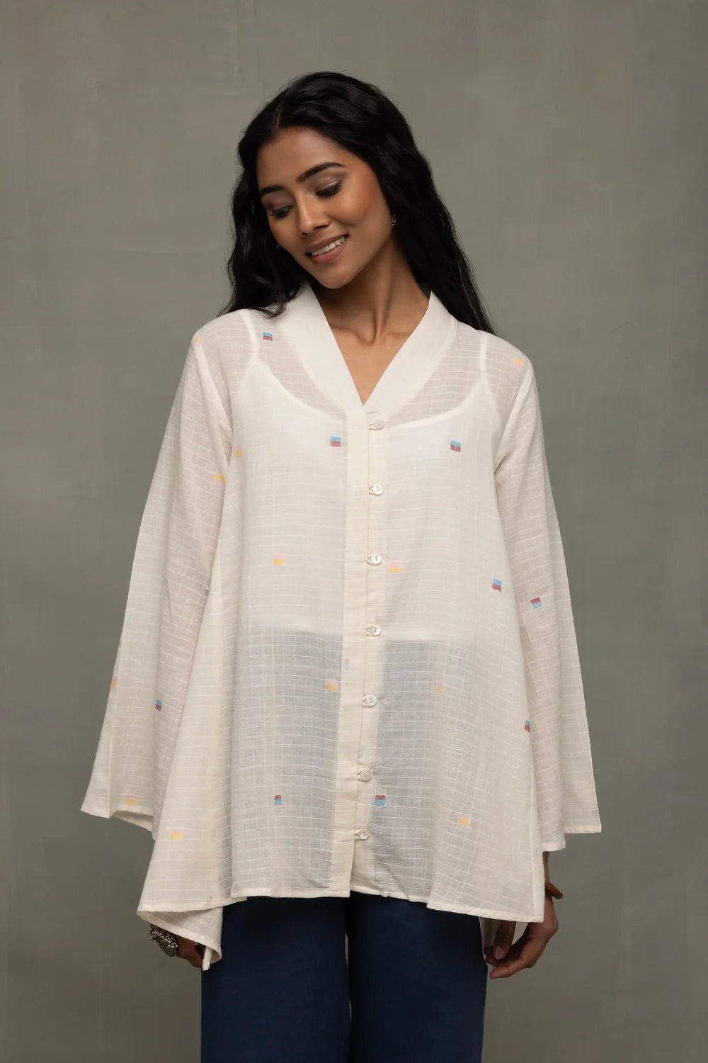 Ivory Breeze Jamdani Shirt - CiceroniWomen ShirtsSutra Art of Clothing
