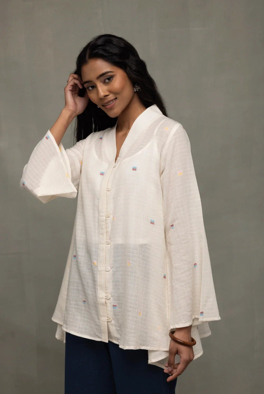 Ivory Breeze Jamdani Shirt - CiceroniWomen ShirtsSutra Art of Clothing