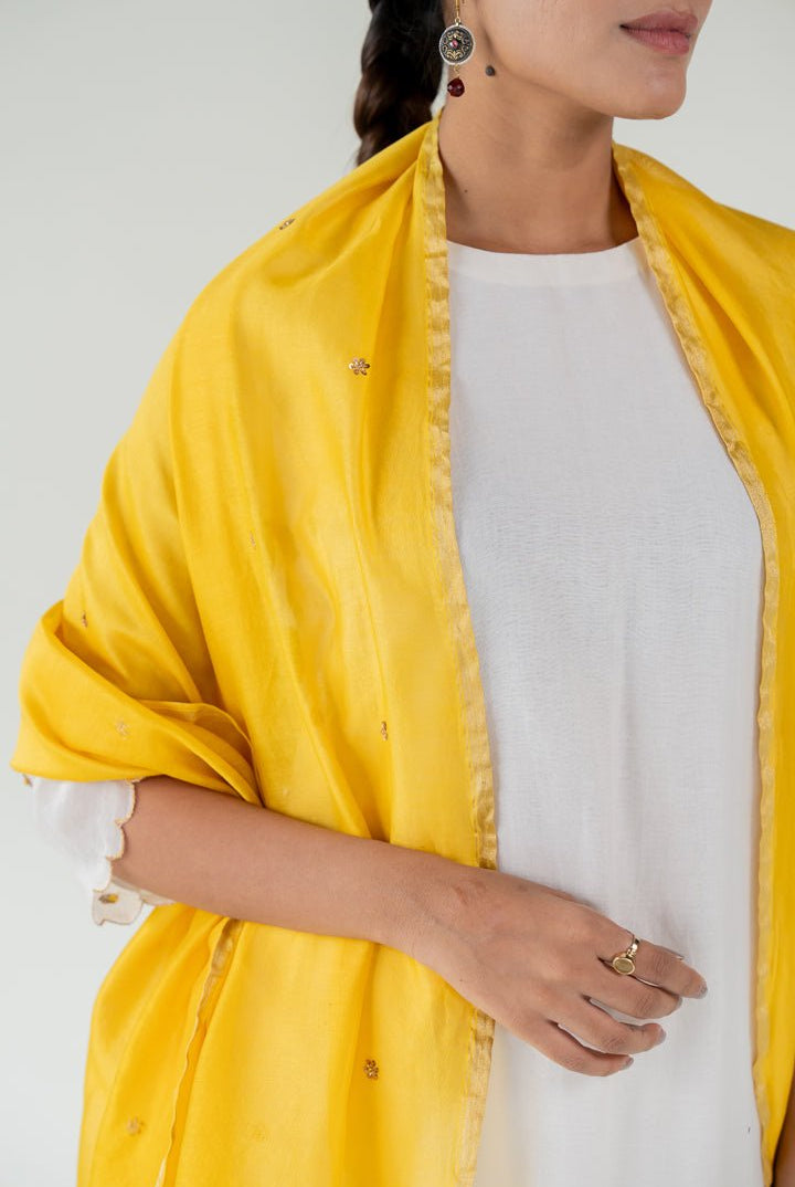Ivory Fiza Kurta Set with Ayra Odhani - CiceroniKurta Set, Festive WearNirjara