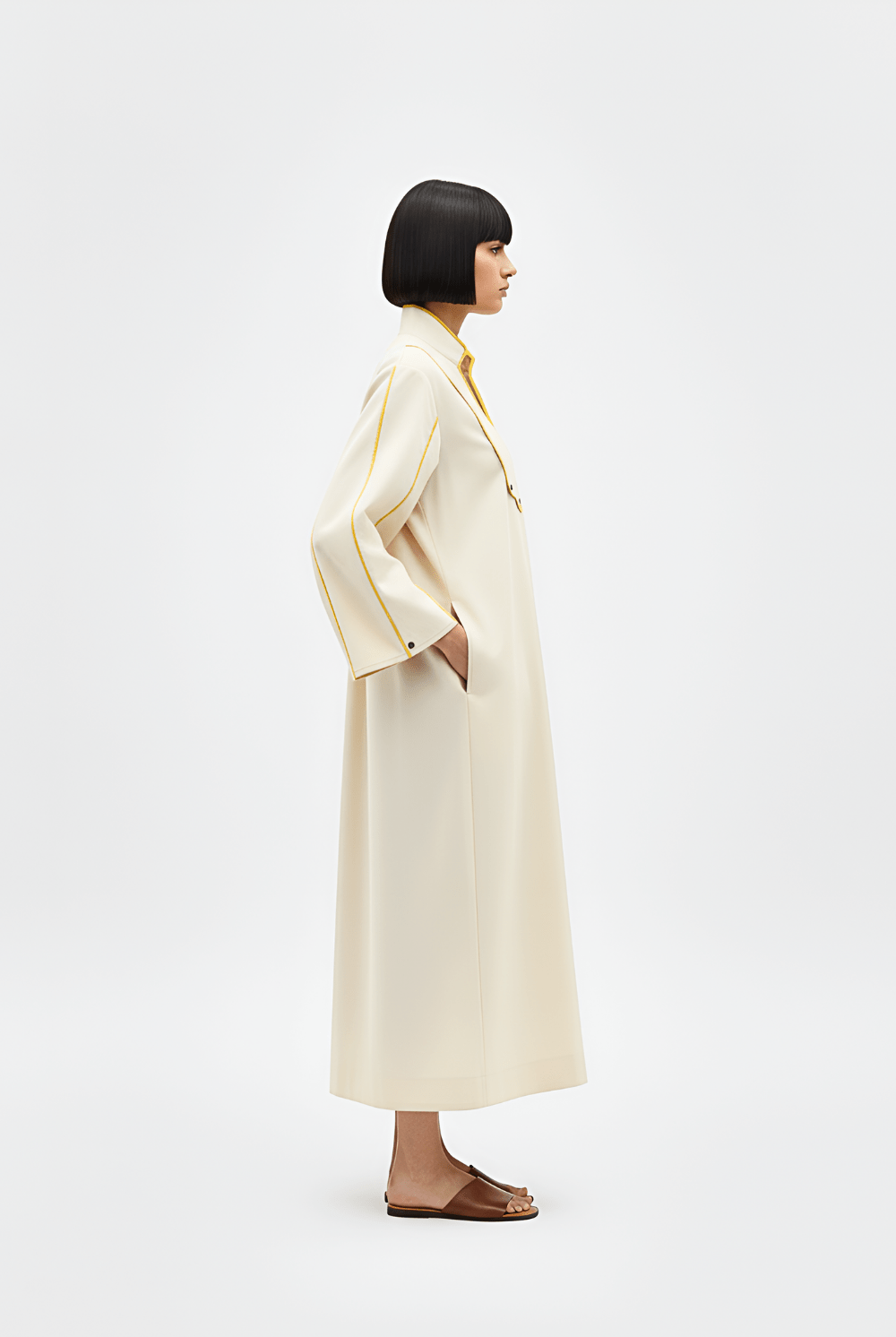 Ivory - Mango Yellow Collared Stripe Dress - CiceroniDressesNeora by NC