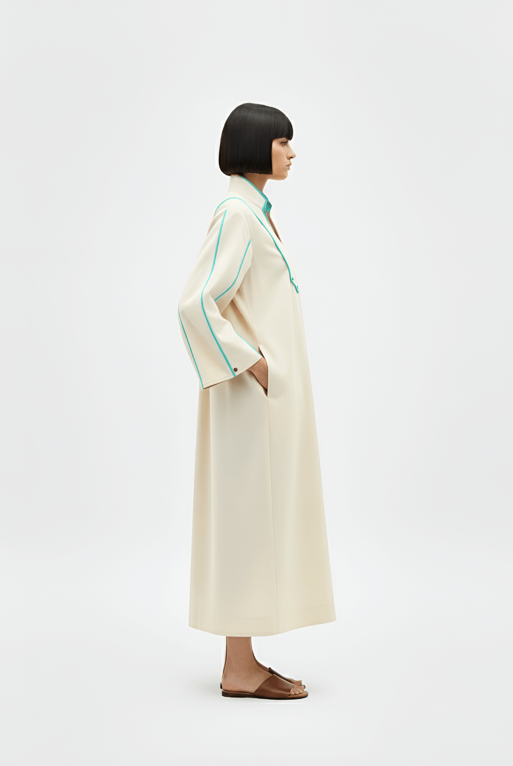 Ivory - Tiffany Blue Collared Stripe Dress - CiceroniDressesNeora by NC