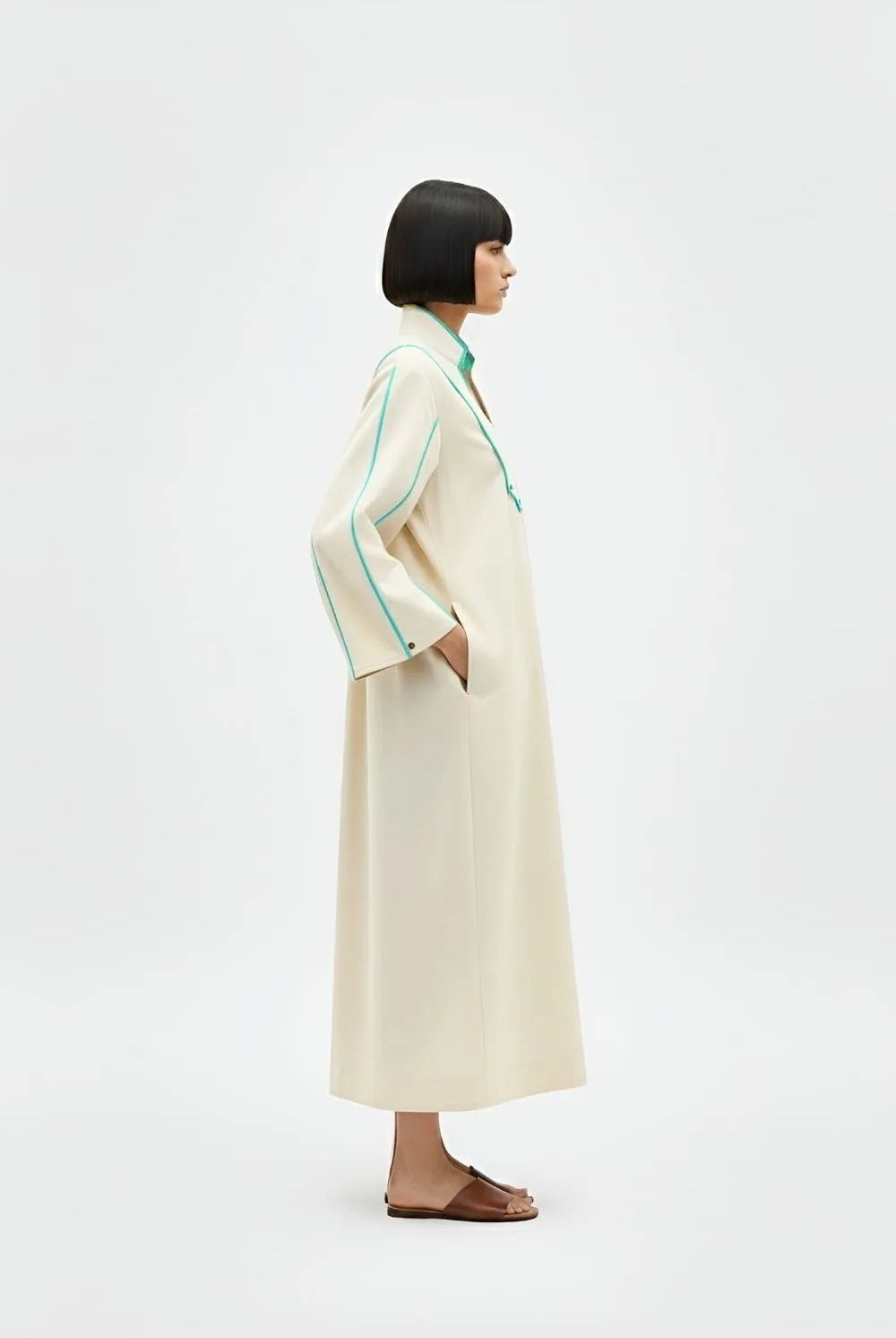 Ivory - Tiffany Blue Collared Stripe Dress - CiceroniDressesNeora by NC