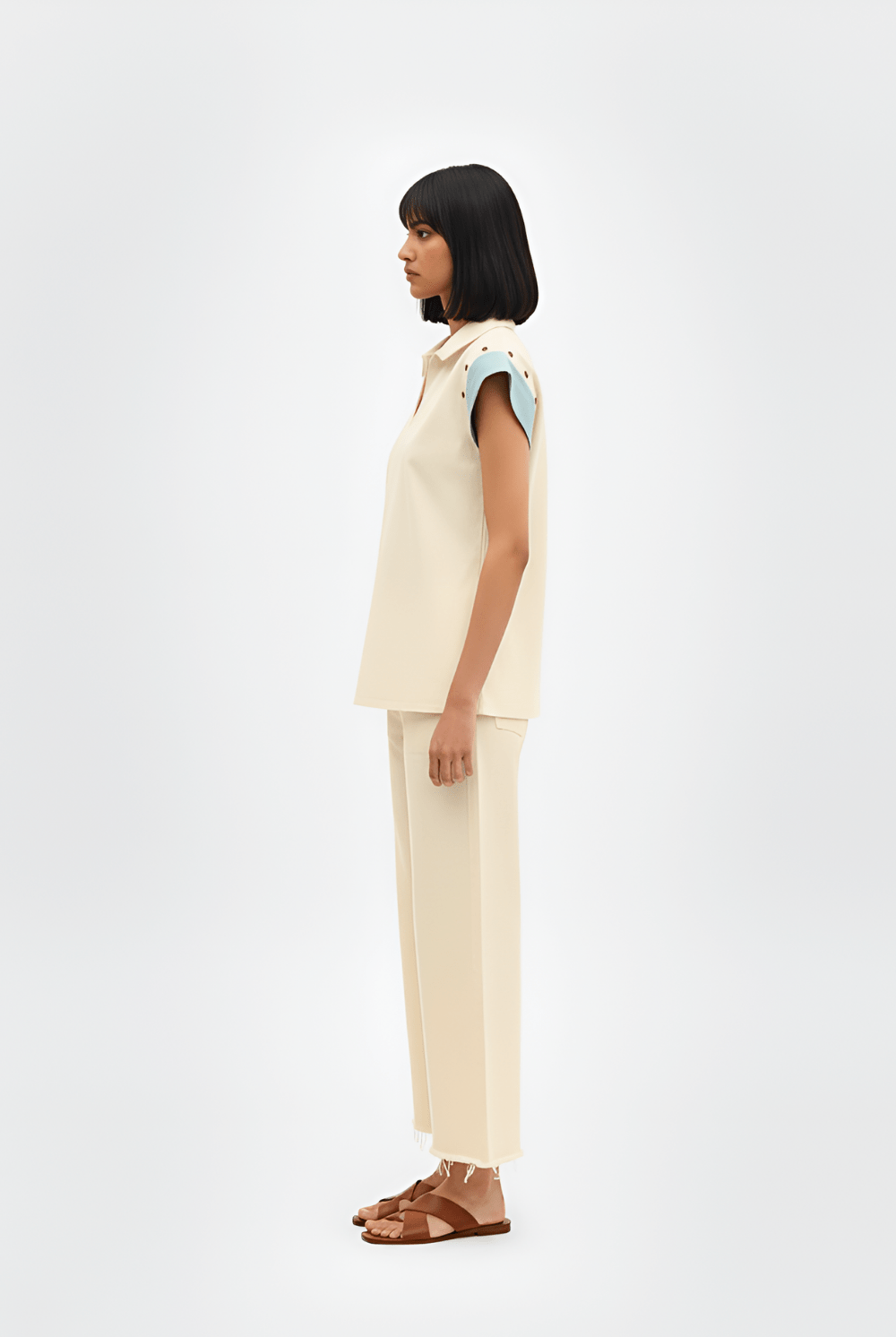 Ivory - Tiffany Blue Color block Co - ord Set - CiceroniCo - ord SetNeora by NC