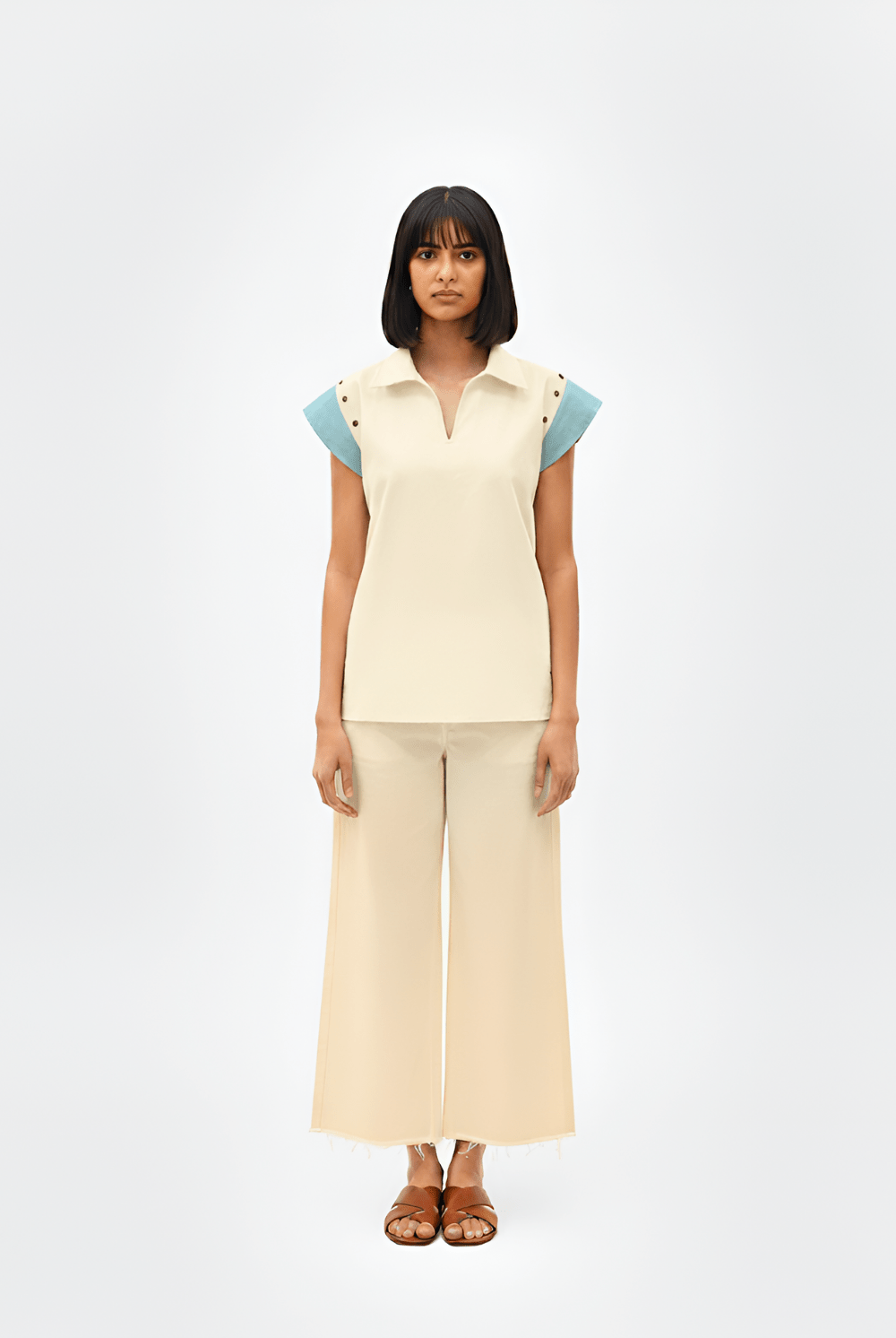 Ivory - Tiffany Blue Color block Co - ord Set - CiceroniCo - ord SetNeora by NC