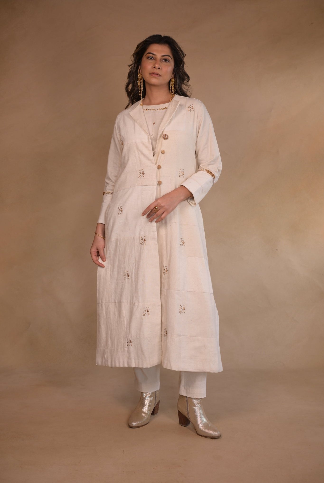 Jacket, in patched fabric with embroidery - CiceroniJackets, KurtaRang by Rajvi