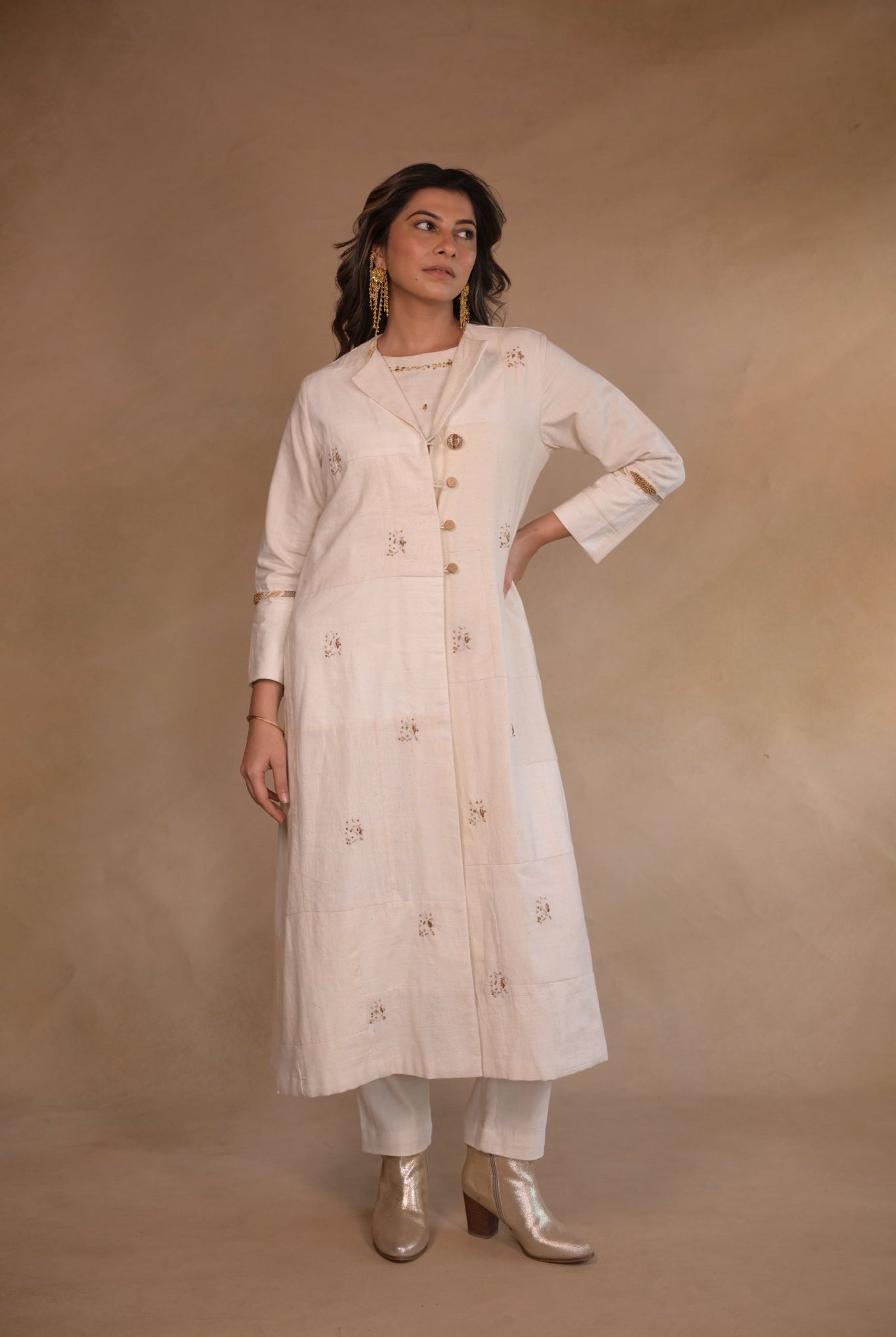 Jacket, in patched fabric with embroidery - CiceroniJackets, KurtaRang by Rajvi