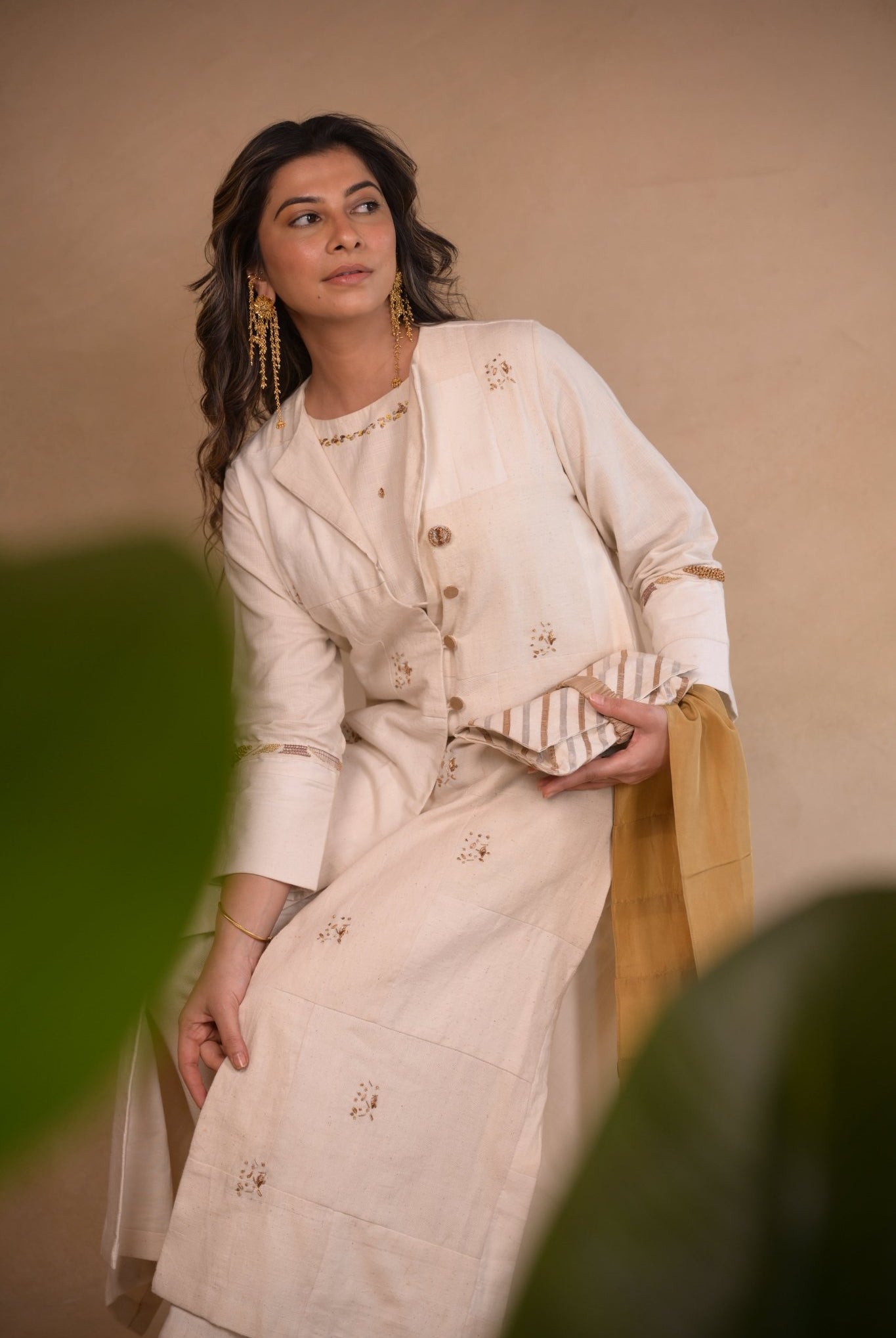 Jacket, in patched fabric with embroidery - CiceroniJackets, KurtaRang by Rajvi