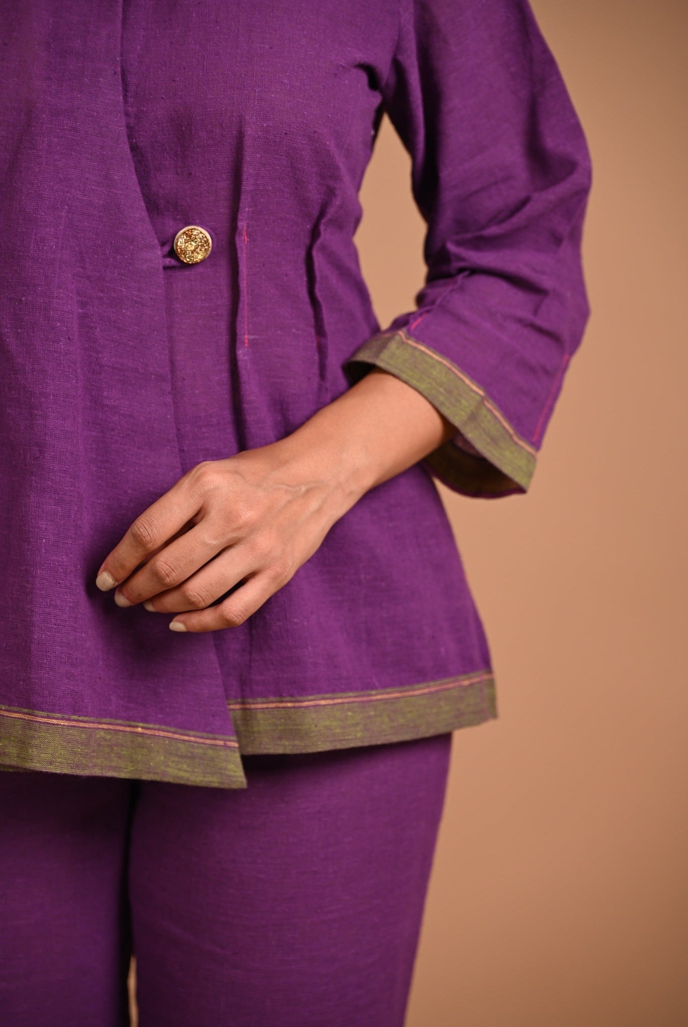 Jacket Style Tunic in Purple - CiceroniJacketsRang by Rajvi