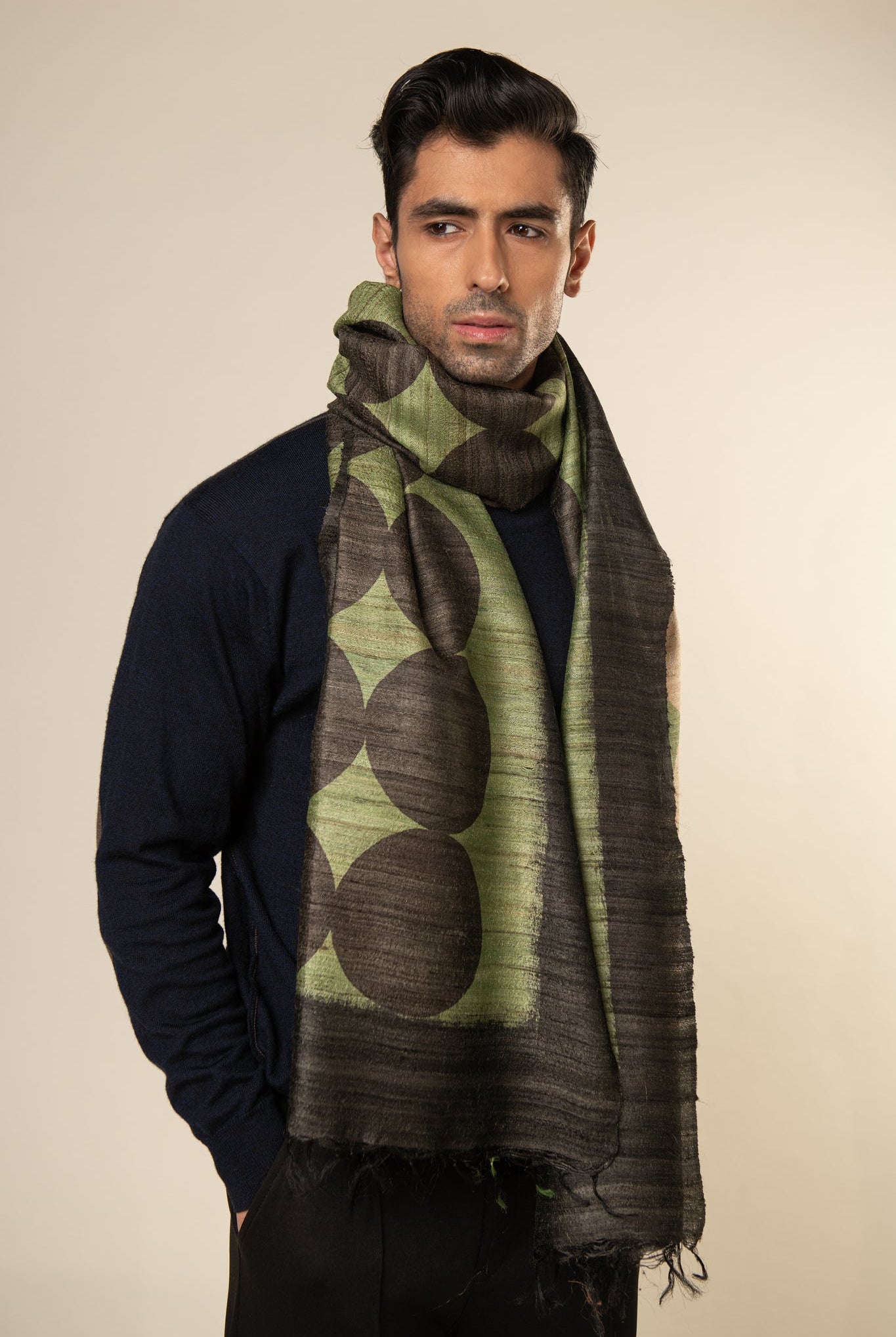 Jade Tussar Peace Silk Scarf - CiceroniMens ScarfAeshaane