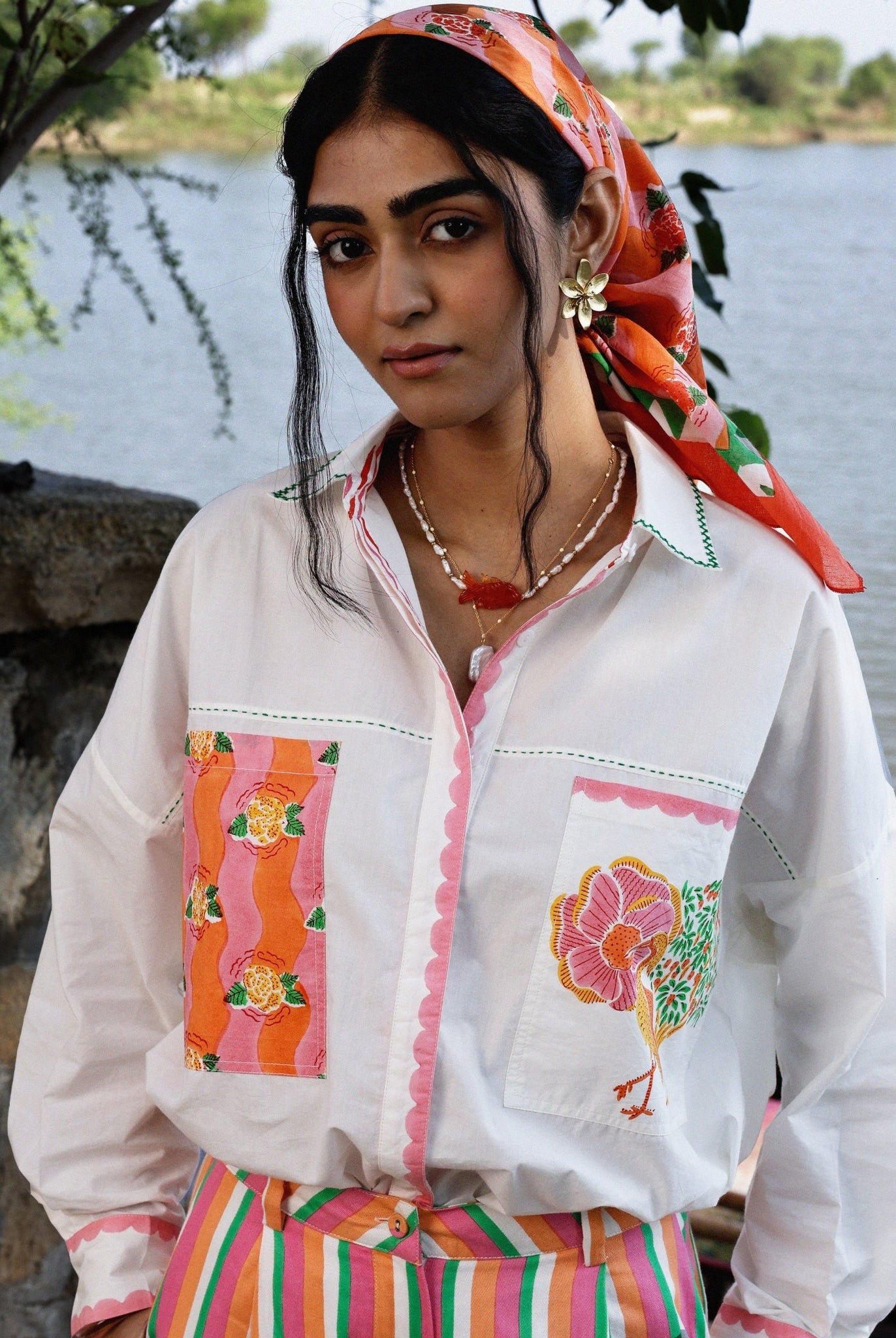 Jaigarh Shirt - River Crane - CiceroniWomen ShirtsThe Raw India