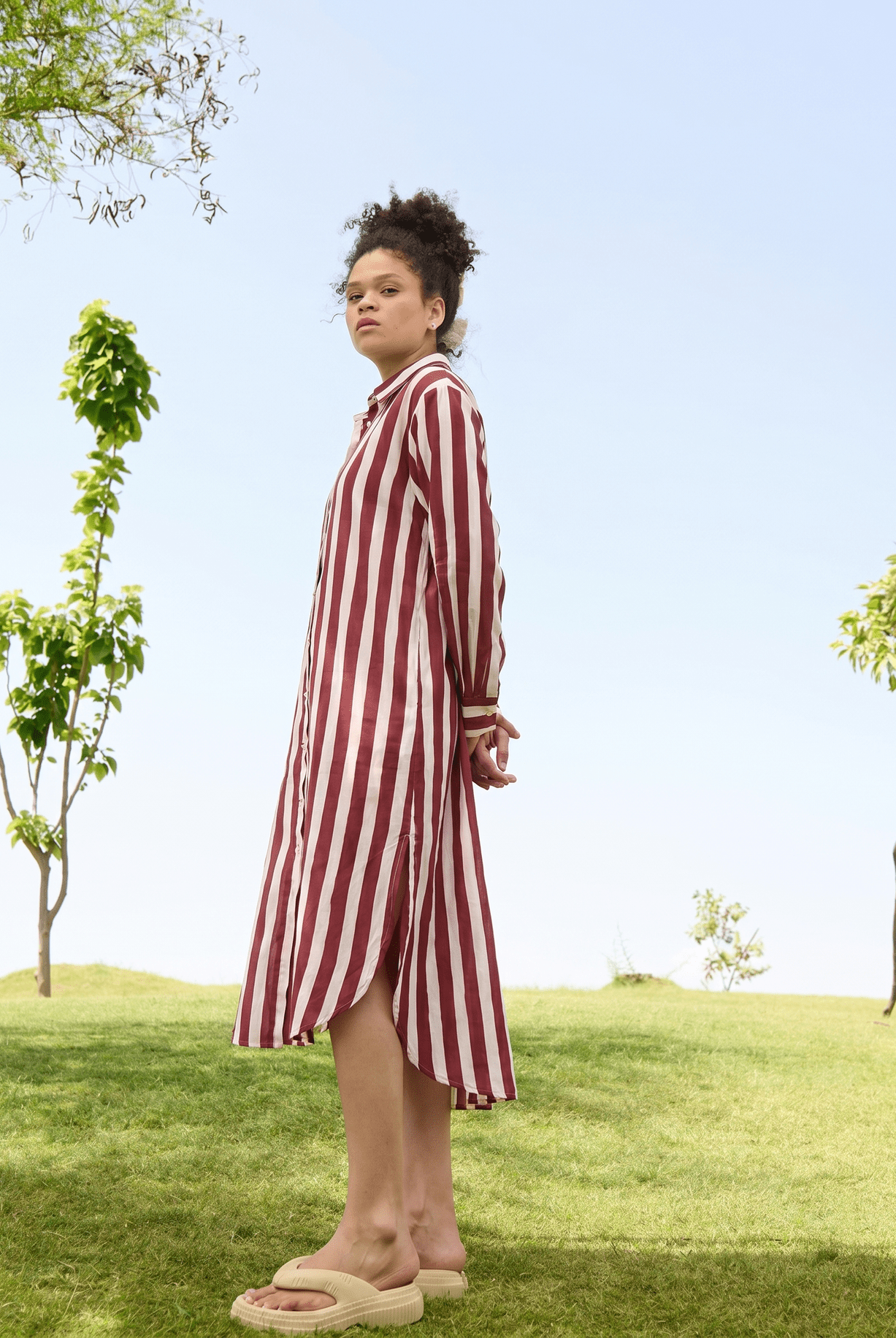 Jasmine Tunic - Teracotta & Ecru Stripes - CiceroniDressesRAAS Life