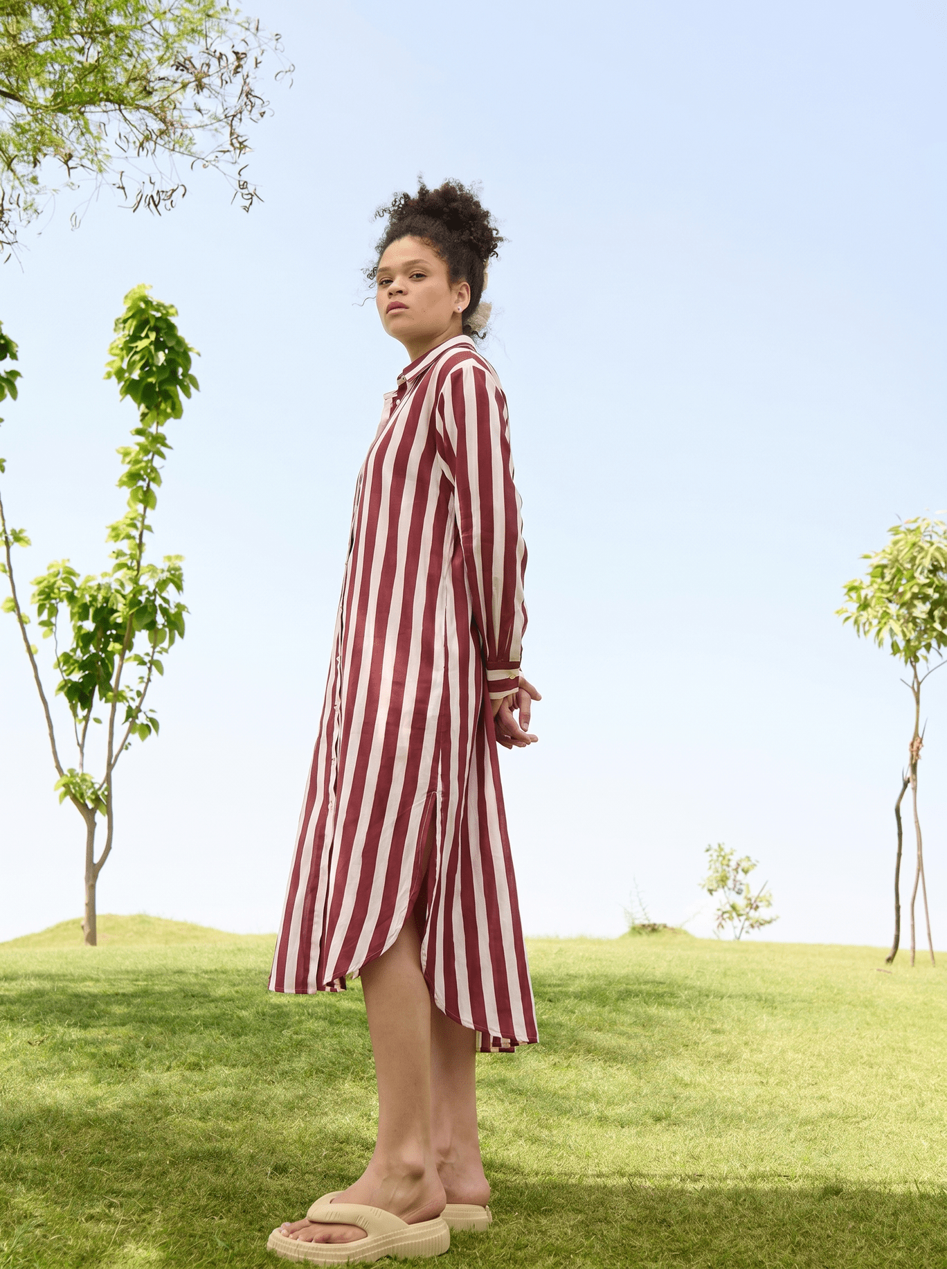 Jasmine Tunic - Teracotta & Ecru Stripes - CiceroniDressesRAAS Life