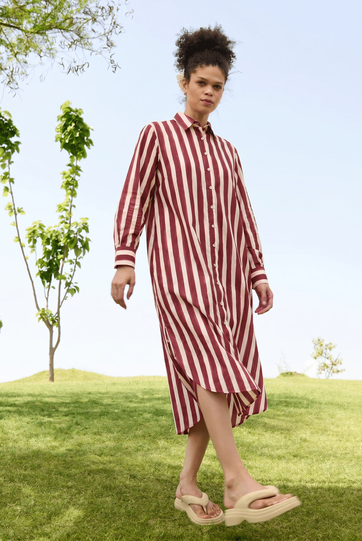 Jasmine Tunic - Teracotta & Ecru Stripes - CiceroniDressesRAAS Life