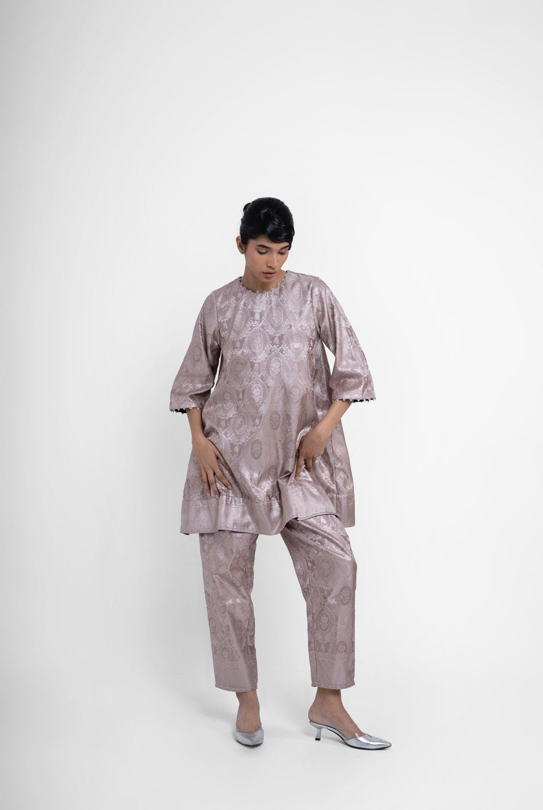 Jaya Kurta Set In Grey - CiceroniKurta Set, Festive WearShriya Singhi