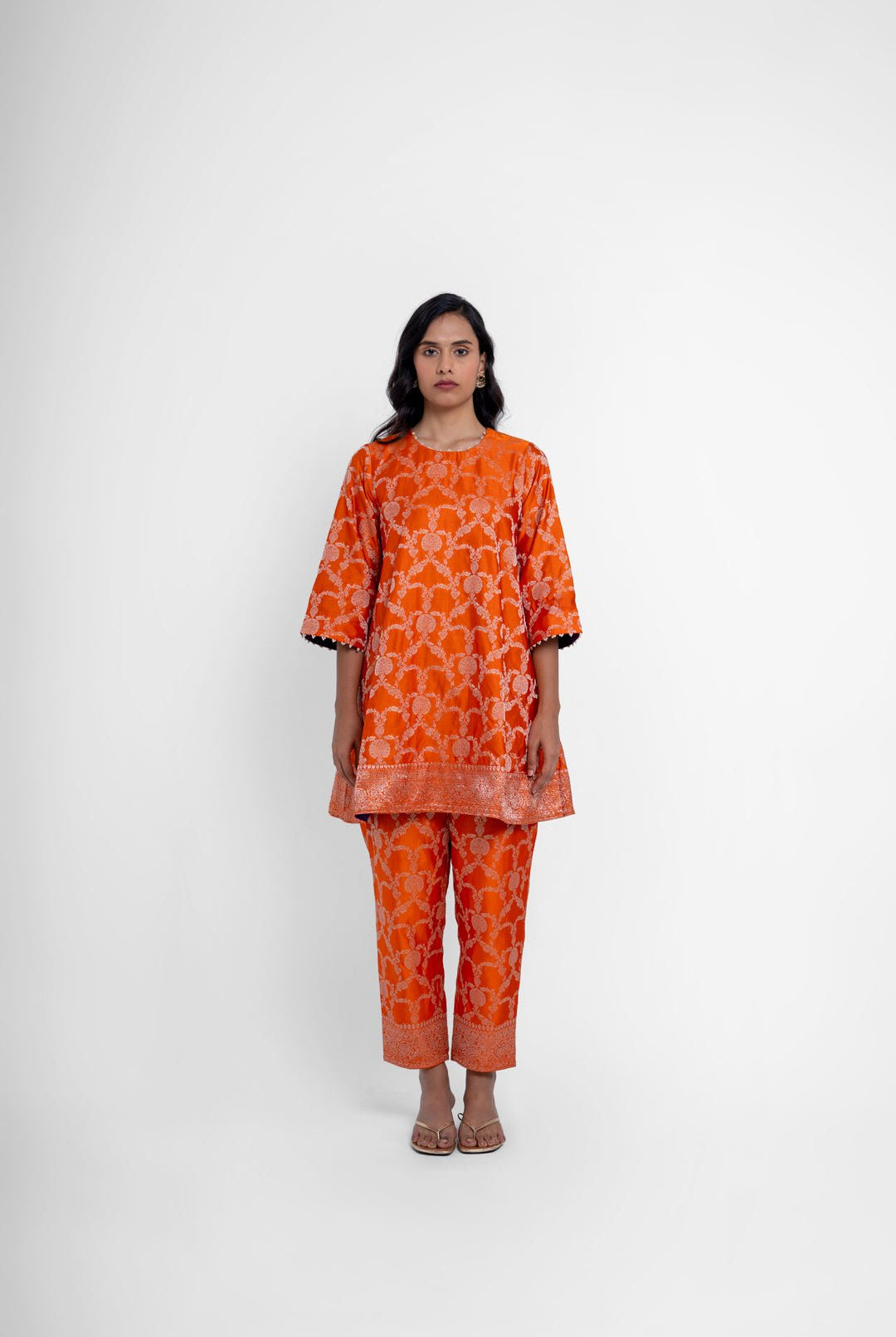Jaya Kurta Set In Orange - CiceroniKurta Set, Festive WearShriya Singhi