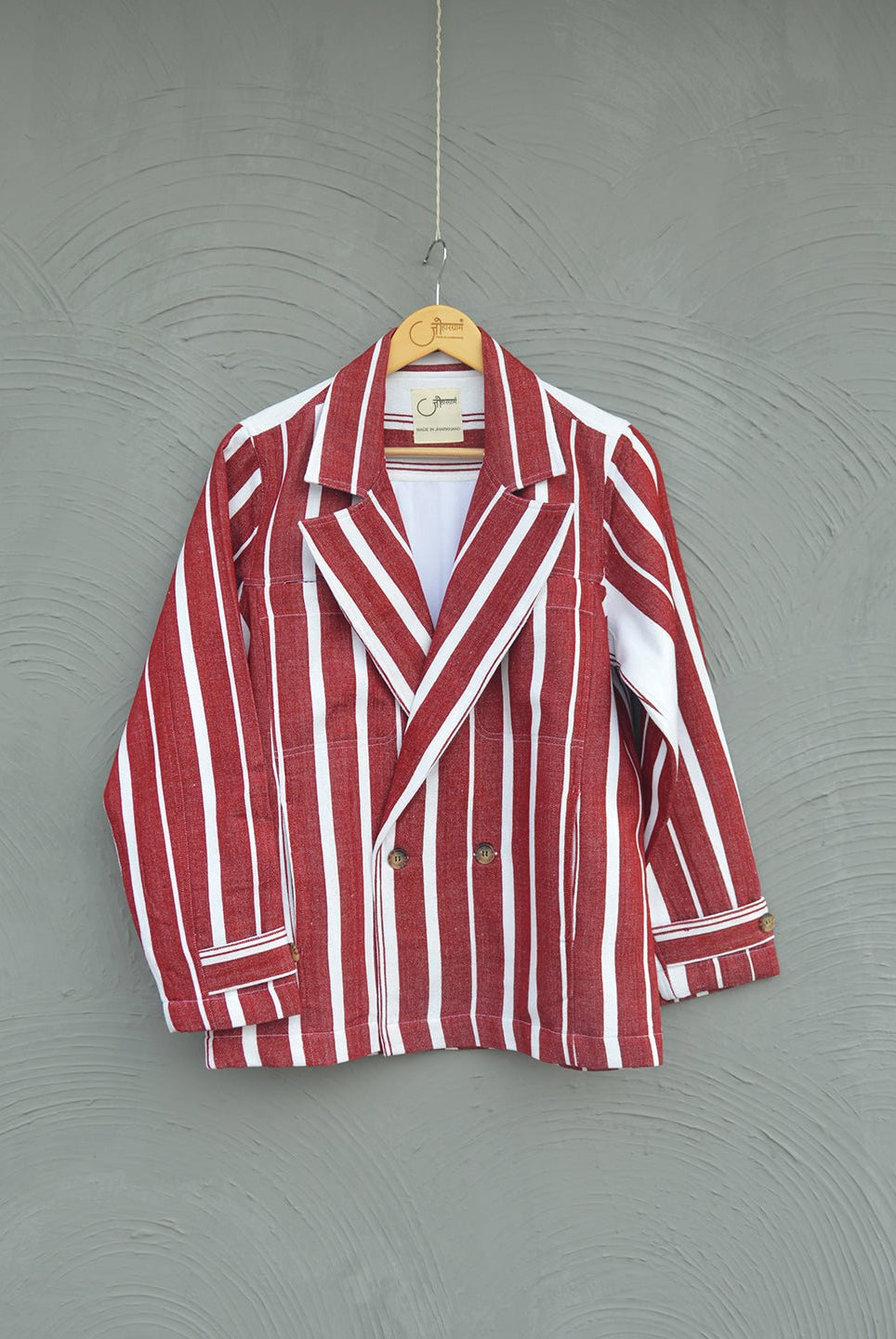 Johargram Handwoven Biru Striped Blazer - CiceroniBlazersJohargram