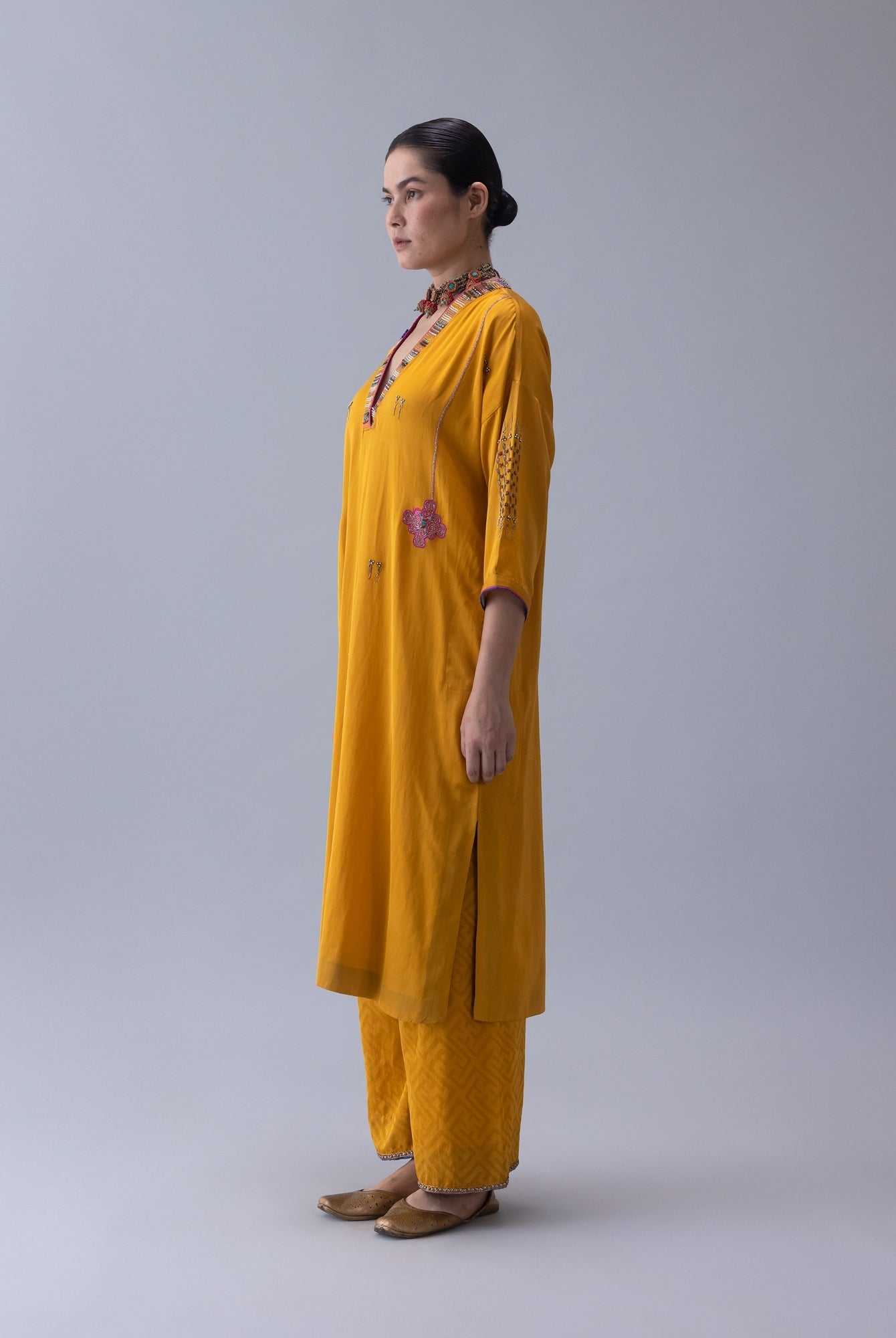 Joma Yellow Kaftan - CiceroniKaftanShades of India
