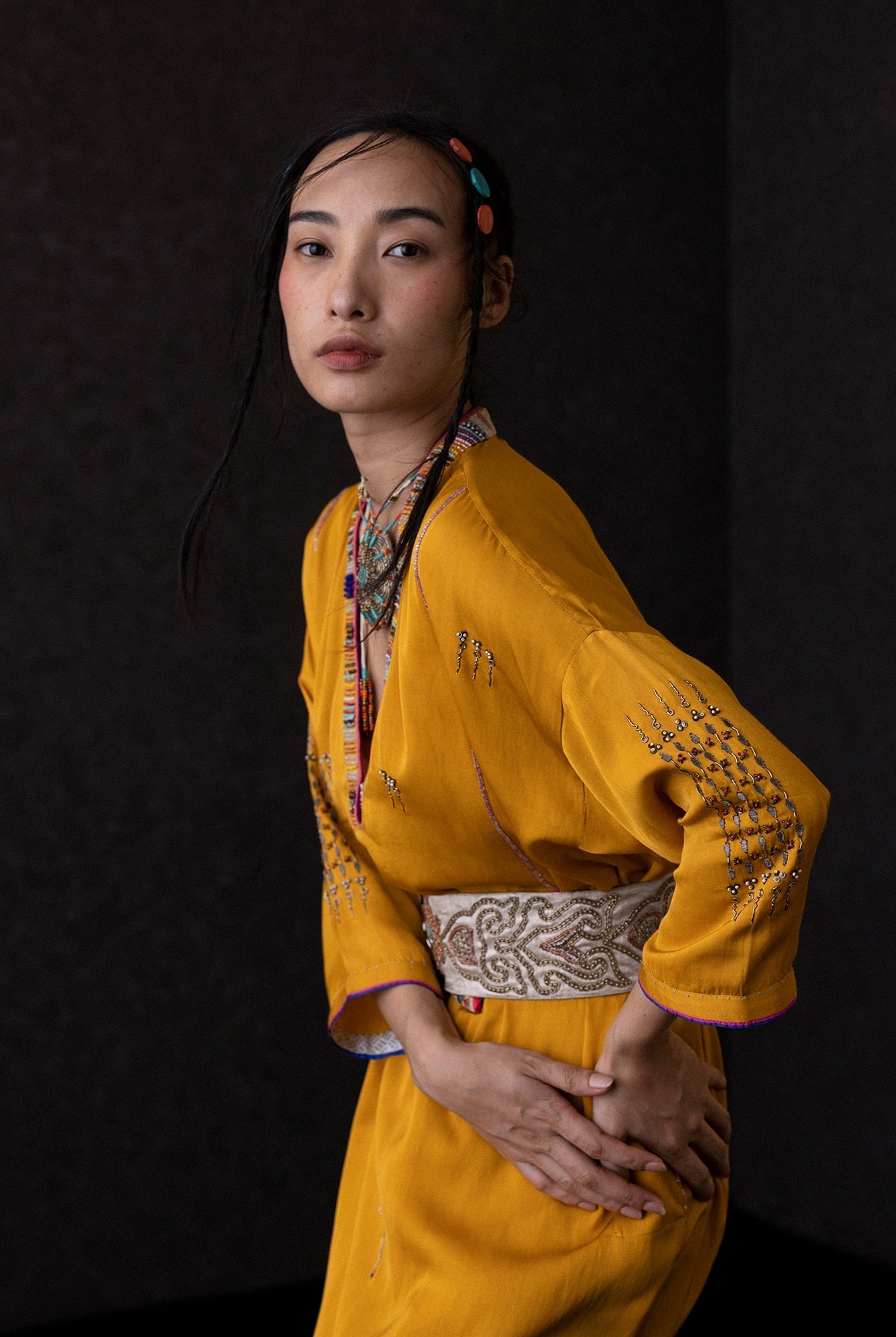 Joma Yellow Kaftan - CiceroniKaftanShades of India