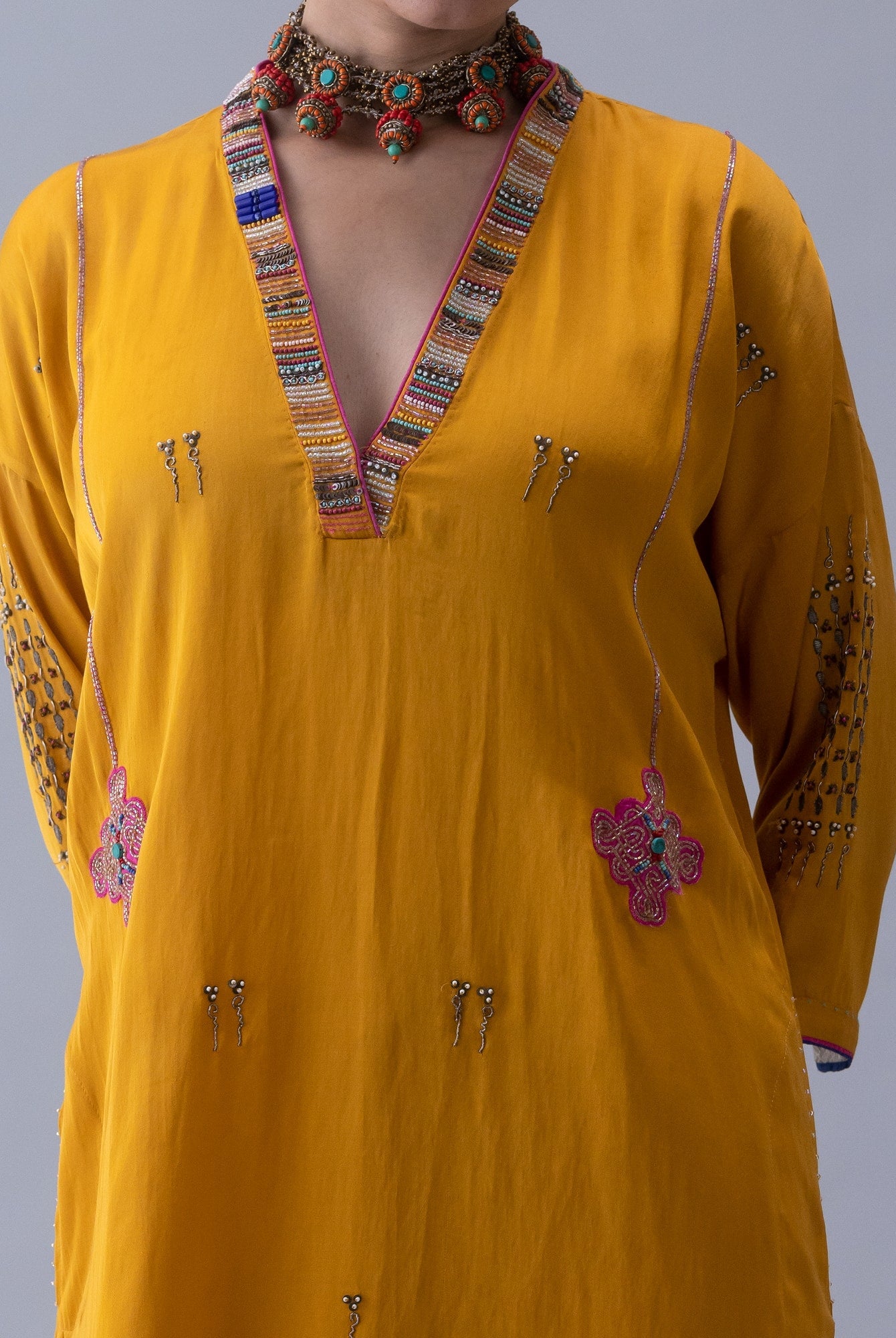 Joma Yellow Kaftan - CiceroniKaftanShades of India