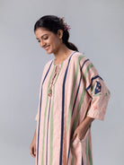 Juhi Peach Kaftan - CiceroniKaftanShades of India