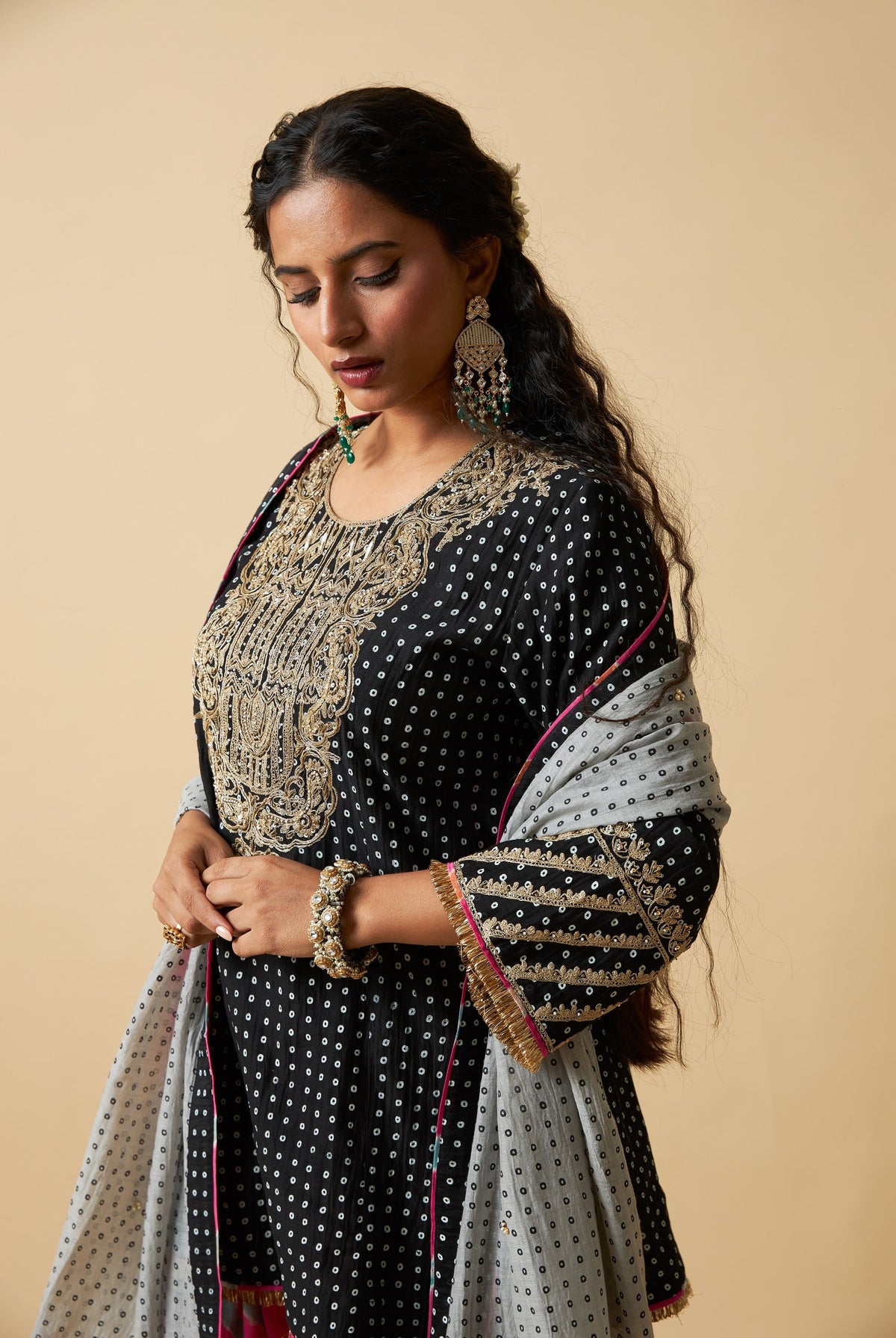Kaali Rangili Embroidered Kurta Set- Set of 3 - CiceroniKurta Set, Festive WearPants and Pajamas