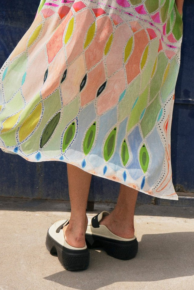 Kaftaan Dress In Athangudi Pastel Print - CiceroniDressesNIKYTA