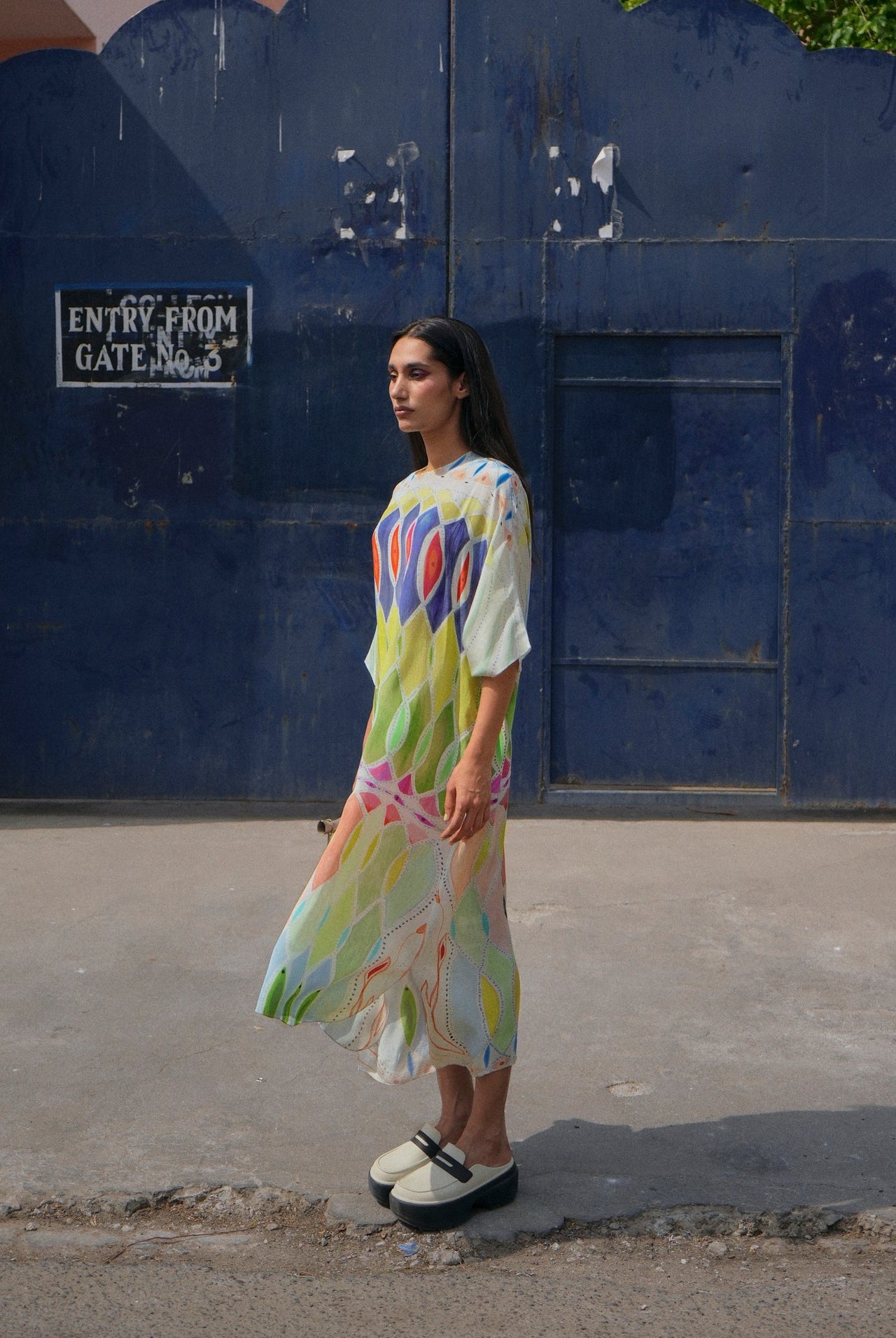 Kaftaan Dress In Athangudi Pastel Print - CiceroniDressesNIKYTA