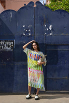 Kaftaan Dress In Athangudi Pastel Print - CiceroniDressesNIKYTA