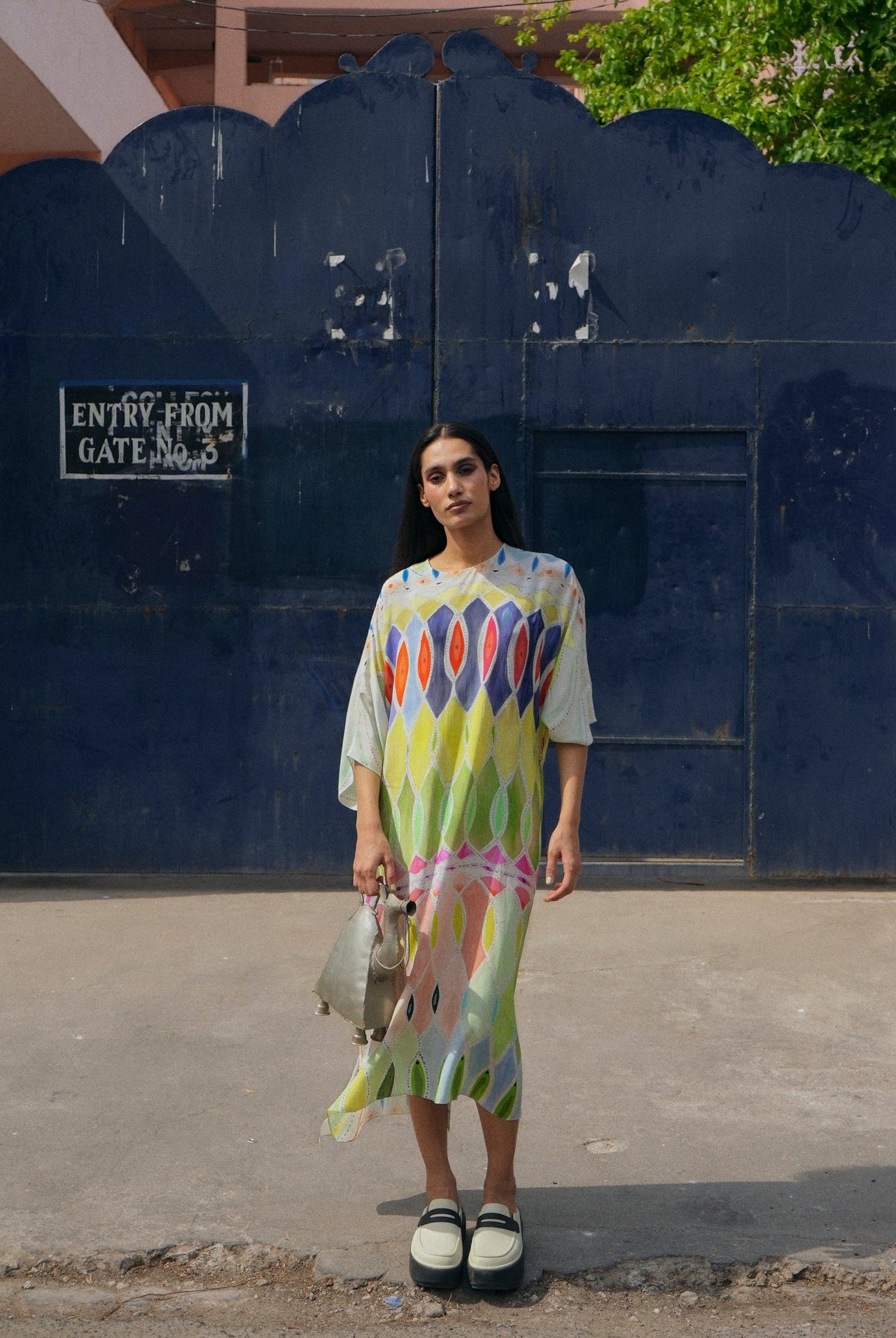 Kaftaan Dress In Athangudi Pastel Print - CiceroniDressesNIKYTA