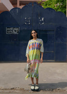 Kaftaan Dress In Athangudi Pastel Print - CiceroniDressesNIKYTA