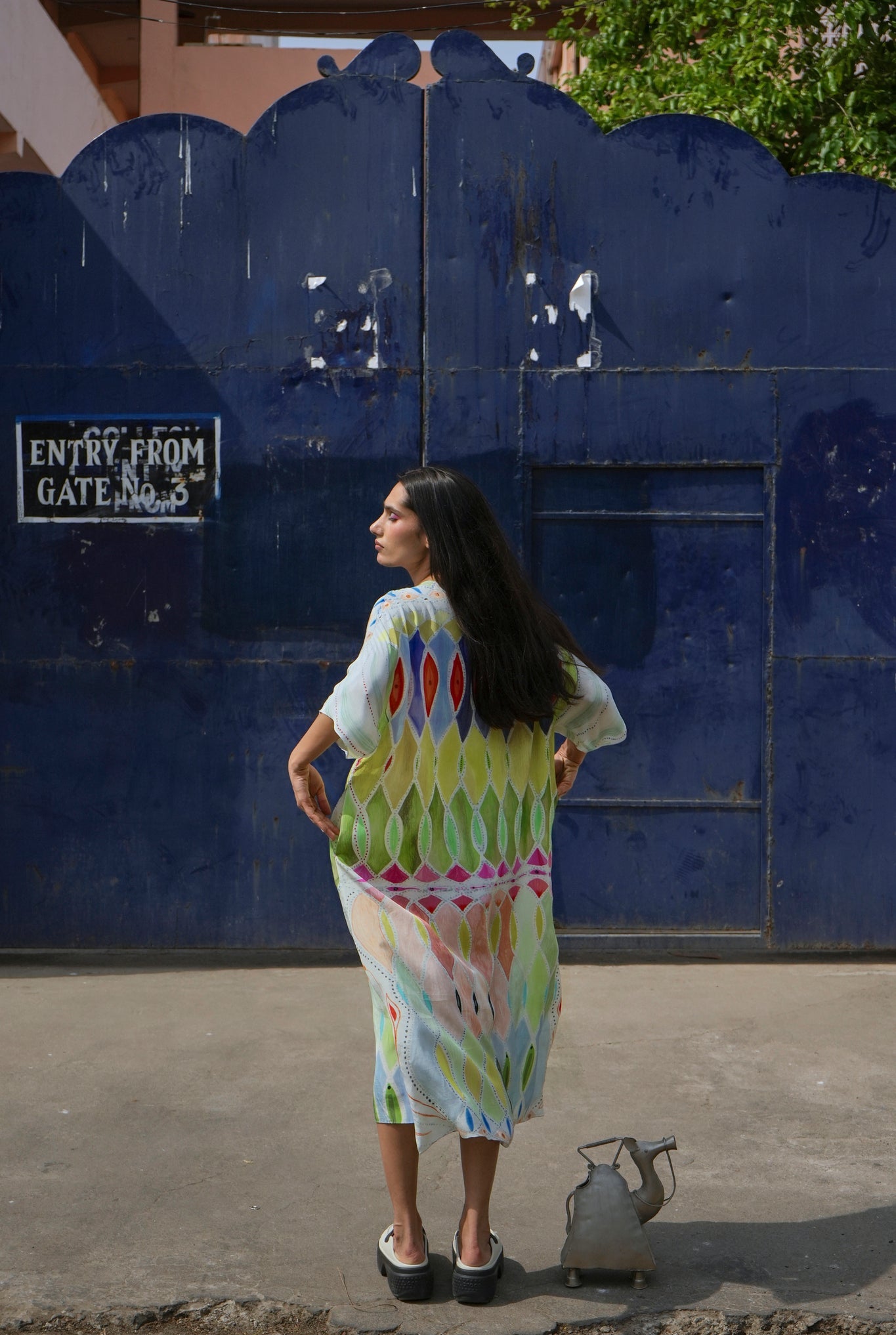 Kaftaan Dress In Athangudi Pastel Print - CiceroniDressesNIKYTA