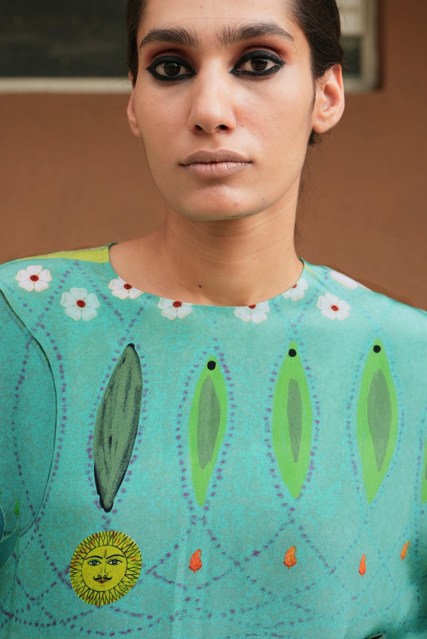 Kaftaan Dress In Chetti Green Print - CiceroniDressesNIKYTA